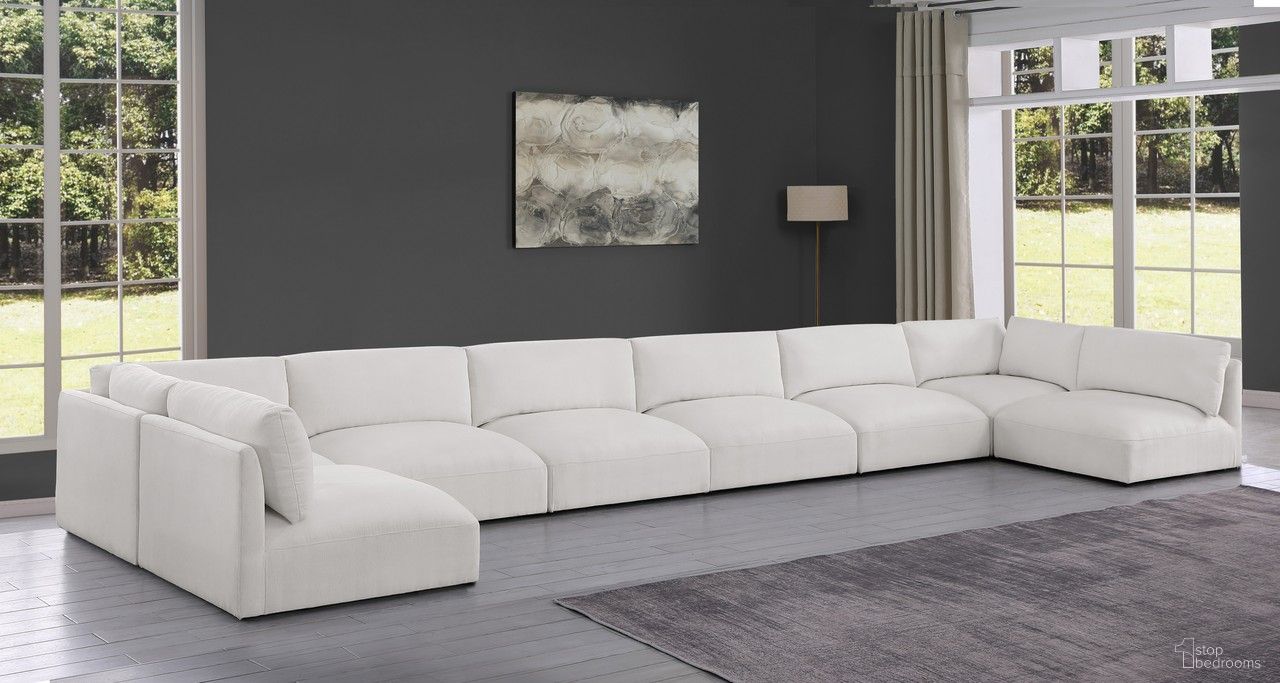 Ease Polyester Fabric 8 Piece Modular Sectional In Cream