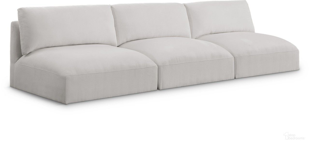 The appearance of Ease Polyester Fabric 3 Piece Modular Sofa In Cream designed by Meridian in the modern / contemporary interior design. This cream piece of furniture was selected by 1StopBedrooms from Ease Collection to add a touch of cosiness and style into your home. Sku: 696Cream-Armless;696Cream-Armless;696Cream-Armless. Material: Wood.