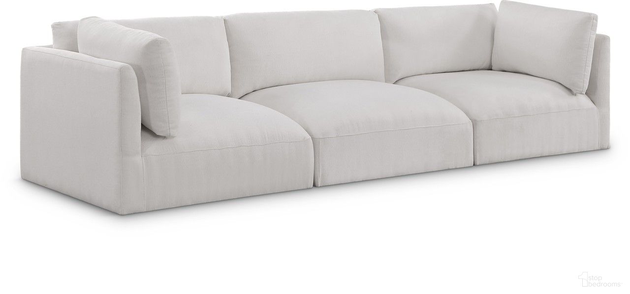The appearance of Ease Polyester Fabric 3 Piece Modular Sofa In Cream designed by Meridian in the modern / contemporary interior design. This cream piece of furniture was selected by 1StopBedrooms from Ease Collection to add a touch of cosiness and style into your home. Sku: 696Cream-Armless;696Cream-Corner;696Cream-Corner. Material: Wood.