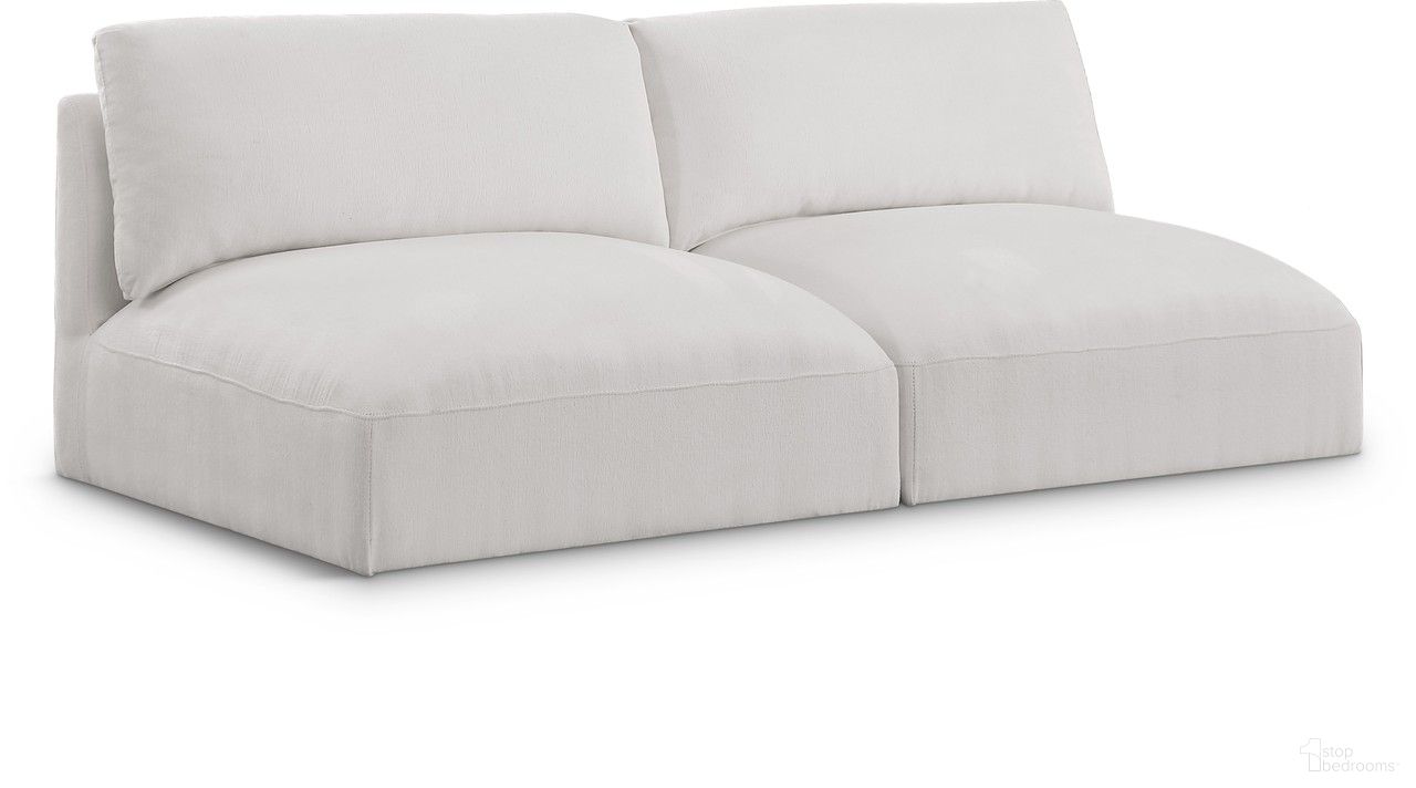 The appearance of Ease Polyester Fabric 2 Piece Modular Sofa In Cream designed by Meridian in the modern / contemporary interior design. This cream piece of furniture  was selected by 1StopBedrooms from Ease Collection to add a touch of cosiness and style into your home. Sku: 696Cream-Armless;696Cream-Armless. Material: Wood.