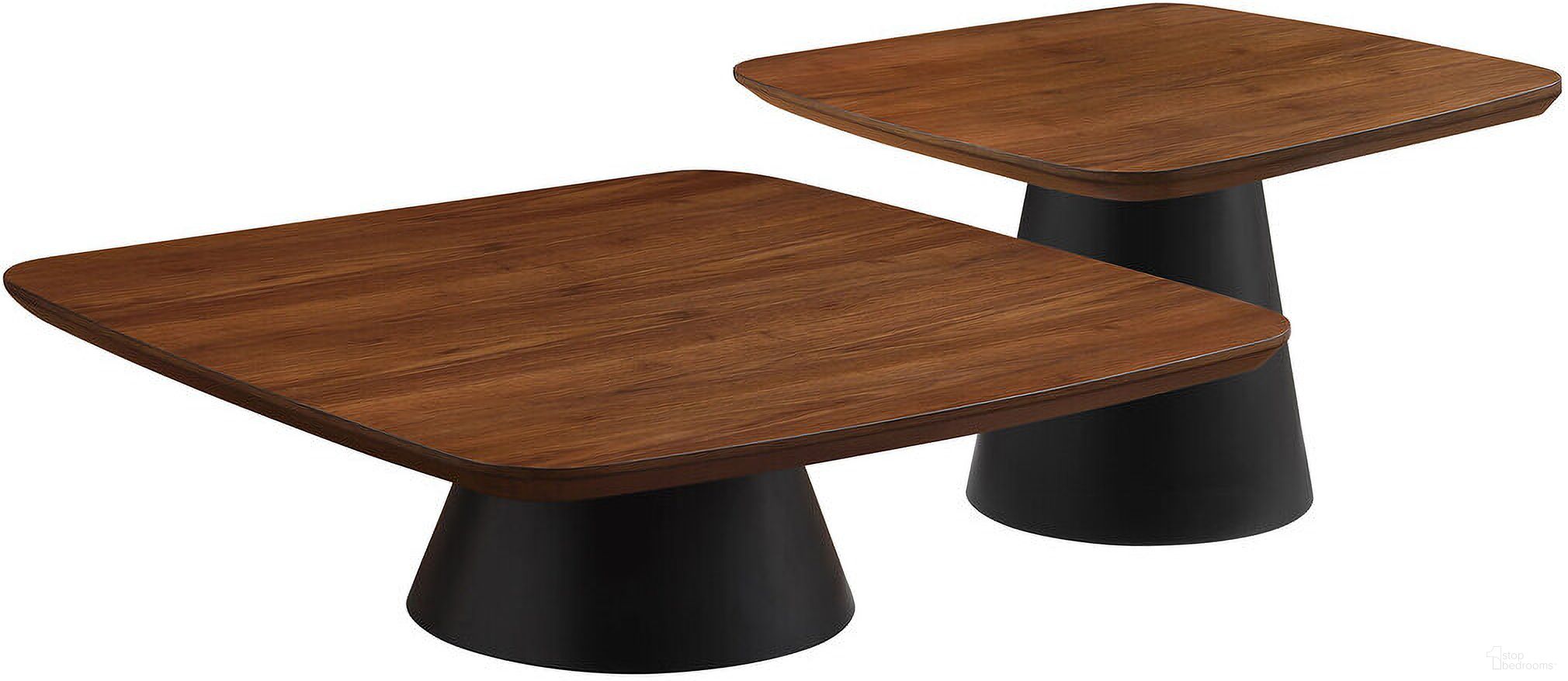 Eason 2-Piece Coffee Table Set In Walnut and Black