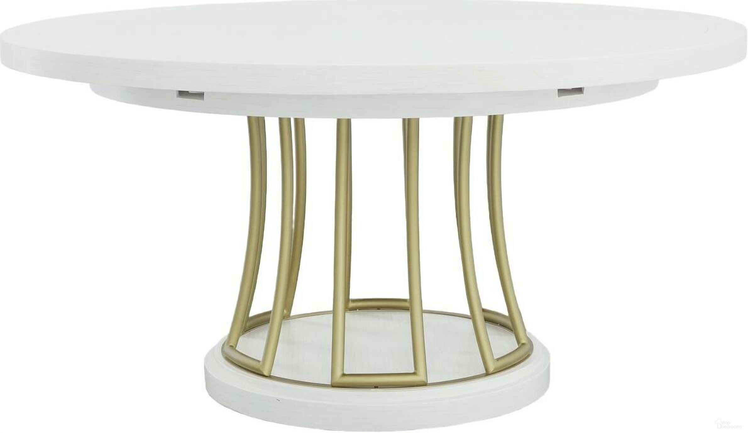The appearance of East Camden Dining Table In Pearl designed by Fairfield Chair in the modern / contemporary interior design. This pearl piece of furniture  was selected by 1StopBedrooms from East Camden Collection to add a touch of cosiness and style into your home. Sku: 8098-44. Table Base Style: Pedestal. Table Top Shape: Round. Material: Poplar. Size: 60".