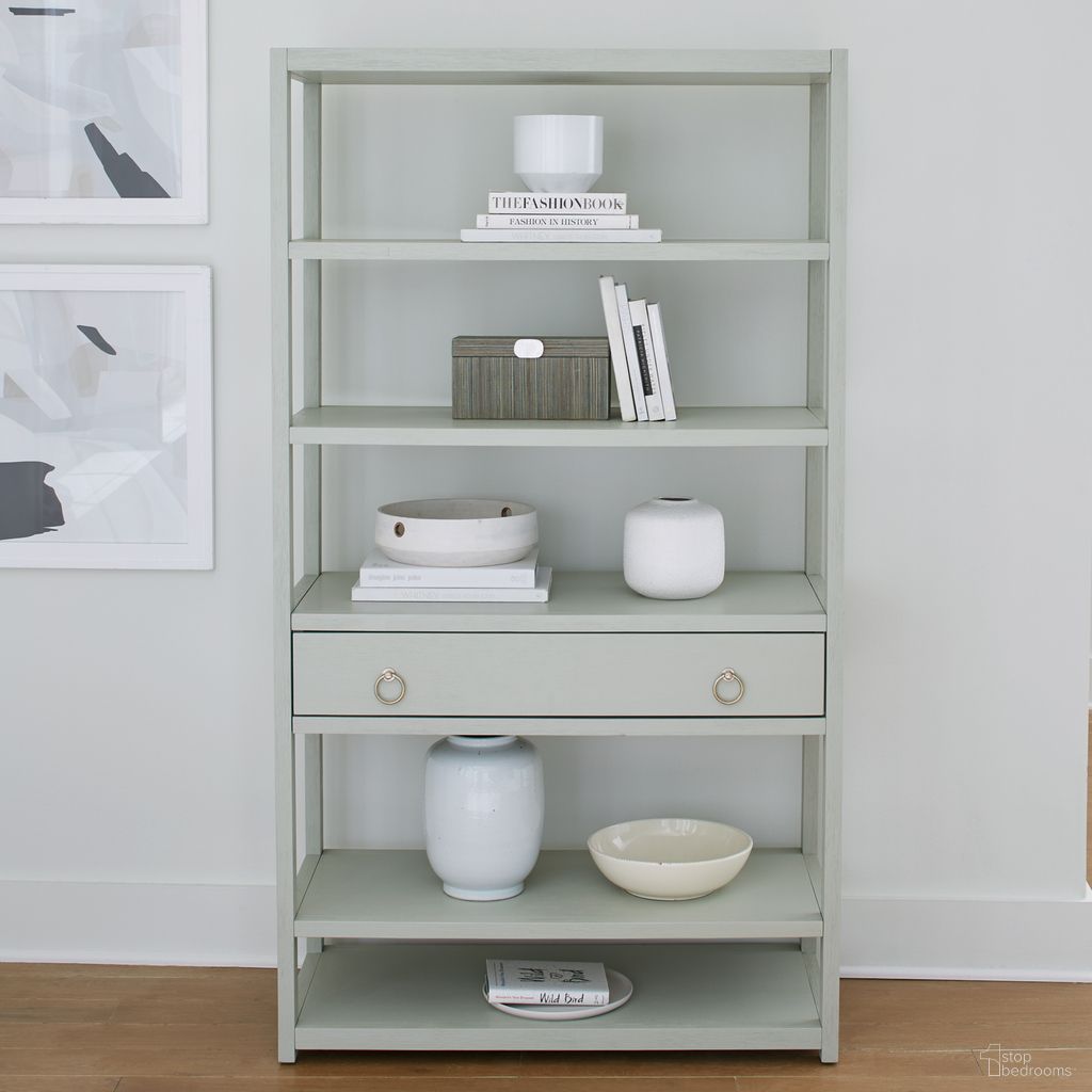 The appearance of East End Accent Bookcase In Green designed by Liberty in the transitional interior design. This green piece of furniture was selected by 1StopBedrooms from East End Collection to add a touch of cosiness and style into your home. Sku: 2030GN-AB3970. Material: MDF.