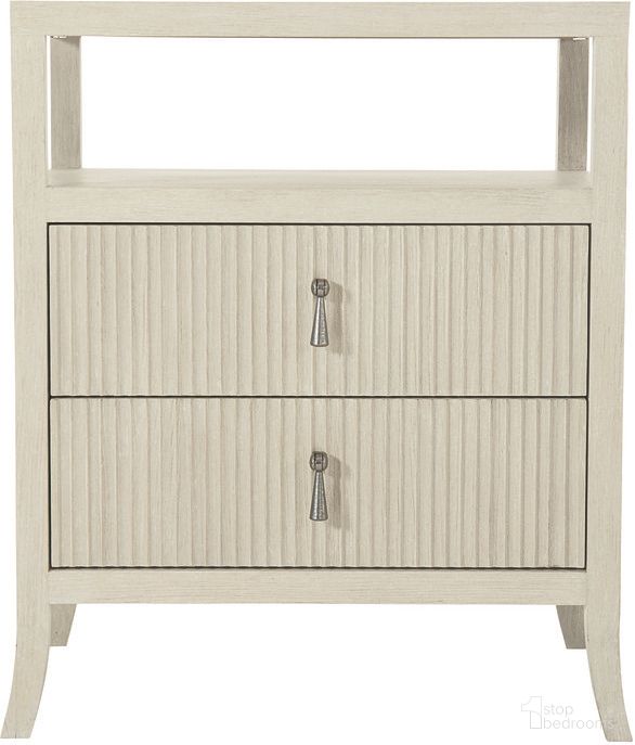 The appearance of East Hampton Nightstand designed by Bernhardt in the modern / contemporary interior design. This cerused linen piece of furniture  was selected by 1StopBedrooms from East Hampton Collection to add a touch of cosiness and style into your home. Sku: 395229. Material: Ash Veneer.