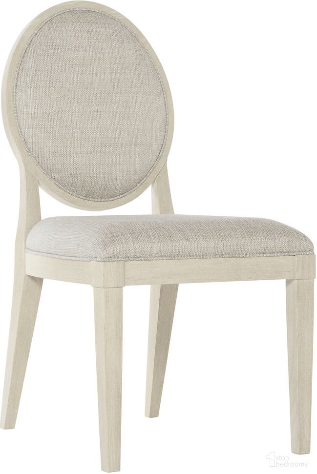 The appearance of East Hampton Oval Back Side Chair designed by Bernhardt in the modern / contemporary interior design. This cerused linen piece of furniture was selected by 1StopBedrooms from East Hampton Collection to add a touch of cosiness and style into your home. Sku: 395561. Material: Fabric. Chair Type: Side Chair.
