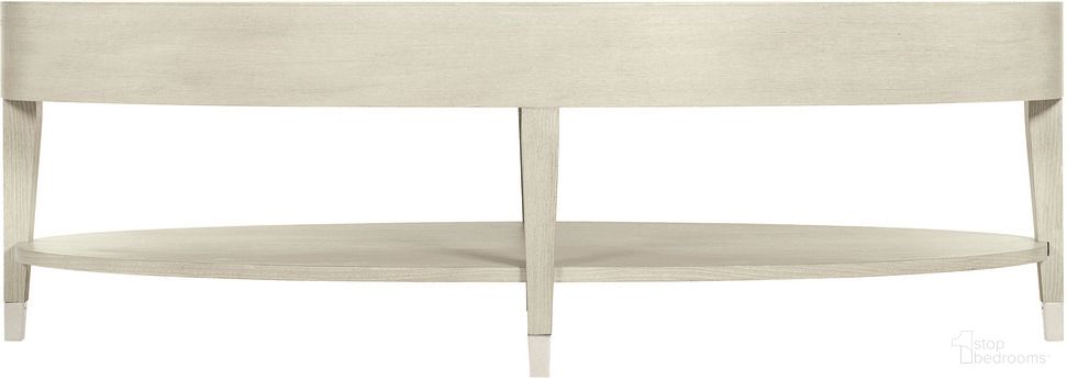 The appearance of East Hampton Oval Cocktail Table designed by Bernhardt in the modern / contemporary interior design. This cerused linen piece of furniture  was selected by 1StopBedrooms from East Hampton Collection to add a touch of cosiness and style into your home. Sku: 395013. Material: Ash Veneer.