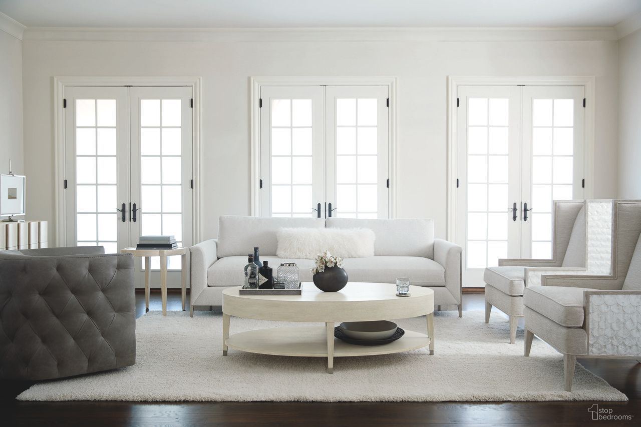 The appearance of East Hampton Oval Occasional Table Set designed by Bernhardt in the modern / contemporary interior design. This cerused linen piece of furniture was selected by 1StopBedrooms from East Hampton Collection to add a touch of cosiness and style into your home. Sku: 395013;395121. Material: Ash Veneer.