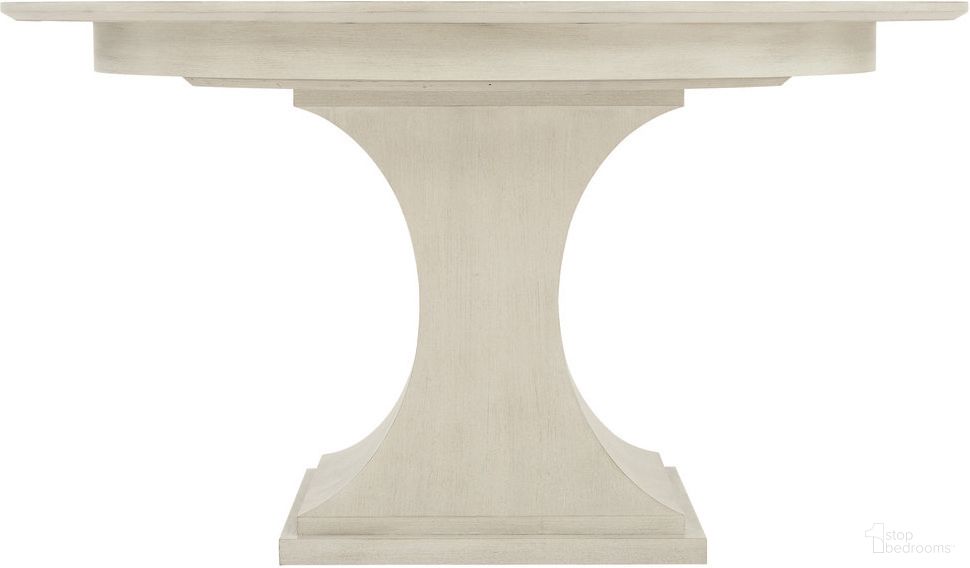 The appearance of East Hampton Round Dining Table designed by Bernhardt in the traditional interior design. This cerused linen piece of furniture  was selected by 1StopBedrooms from East Hampton Collection to add a touch of cosiness and style into your home. Sku: 395274;395275. Table Base Style: Pedestal. Table Top Shape: Round. Size: 54". Material: Ash Veneer.