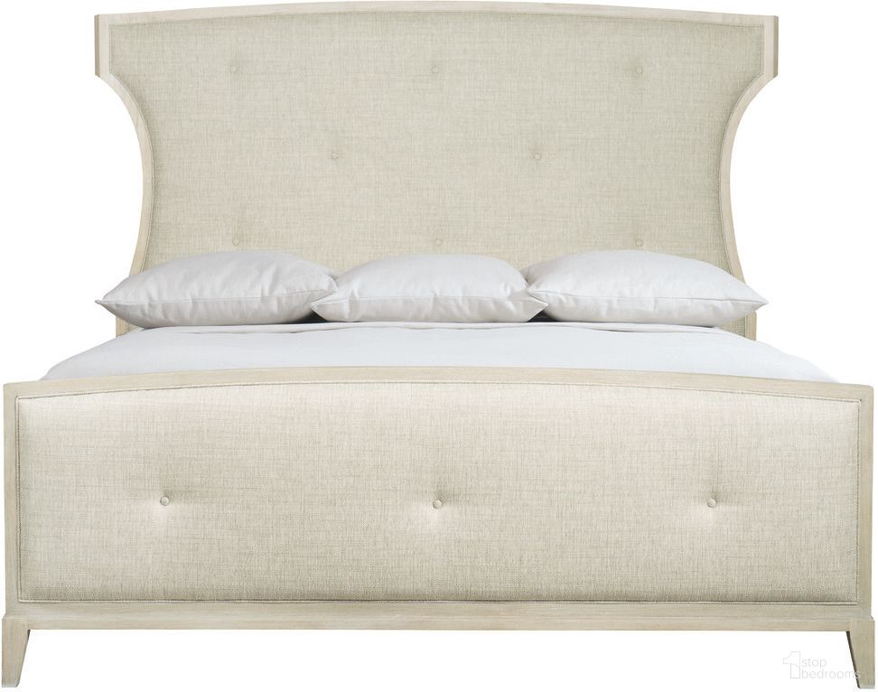 The appearance of East Hampton Upholstered King Panel Bed designed by Bernhardt in the modern / contemporary interior design. This cerused linen piece of furniture was selected by 1StopBedrooms from East Hampton Collection to add a touch of cosiness and style into your home. Sku: 395FR66;395H66. Bed Type: Panel Bed. Material: Fabric. Bed Size: King.