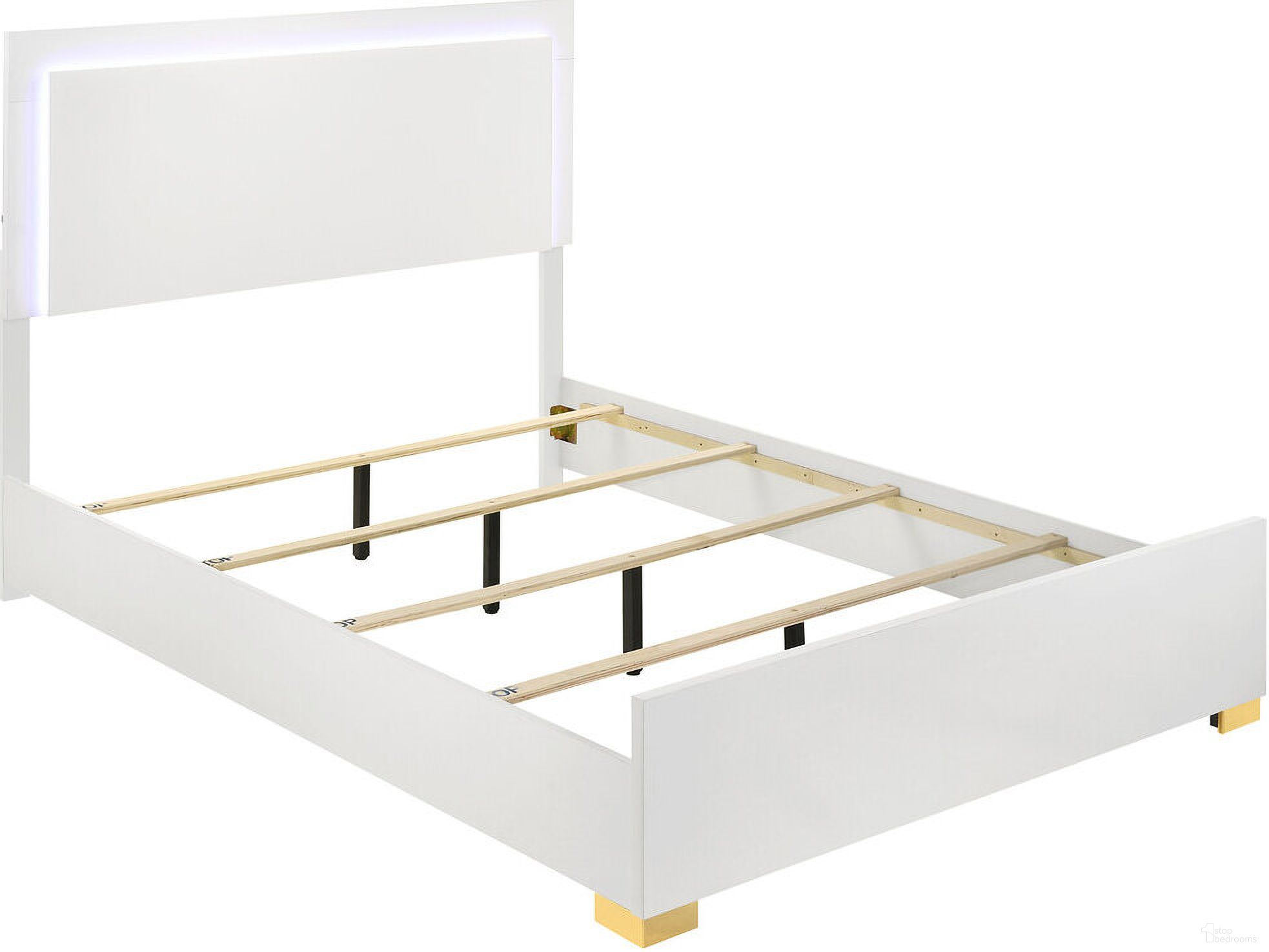 The appearance of Marceline Eastern King Bed with LED Headboard White designed by Coaster in the modern / contemporary interior design. This white piece of furniture was selected by 1StopBedrooms from Marceline Collection to add a touch of cosiness and style into your home. Sku: 222931KEB1;222931KEB2. Bed Type: Panel Bed. Material: Wood. Bed Size: King.