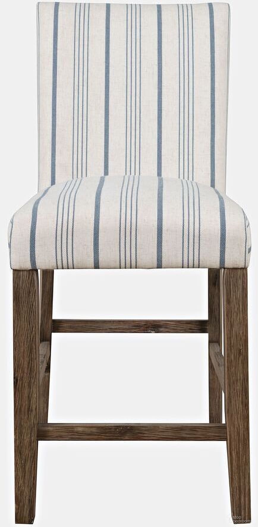The appearance of Eastern Tides Upholstered Parsons Barstool Set of 2 In Blue Stripe designed by Jofran in the traditional interior design. This blue stripe piece of furniture was selected by 1StopBedrooms from Eastern Tides Collection to add a touch of cosiness and style into your home. Sku: 2148-BS400KD. Material: Acacia.
