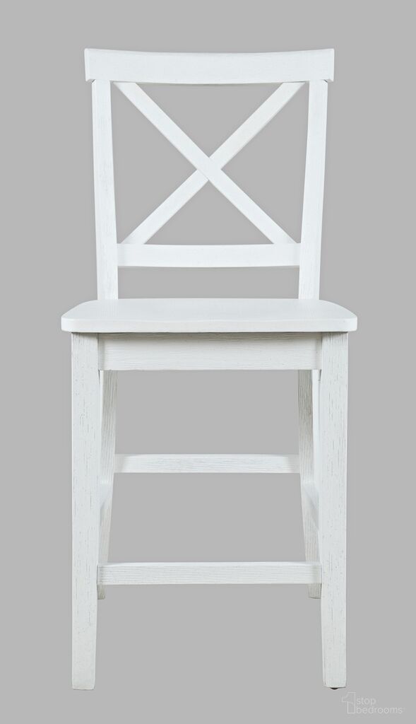 The appearance of Eastern Tides X-Back Counter Barstool Set of 2 In Brushed White designed by Jofran in the traditional interior design. This brushed white piece of furniture was selected by 1StopBedrooms from Eastern Tides Collection to add a touch of cosiness and style into your home. Sku: 2146-BS420KD. Material: Acacia.