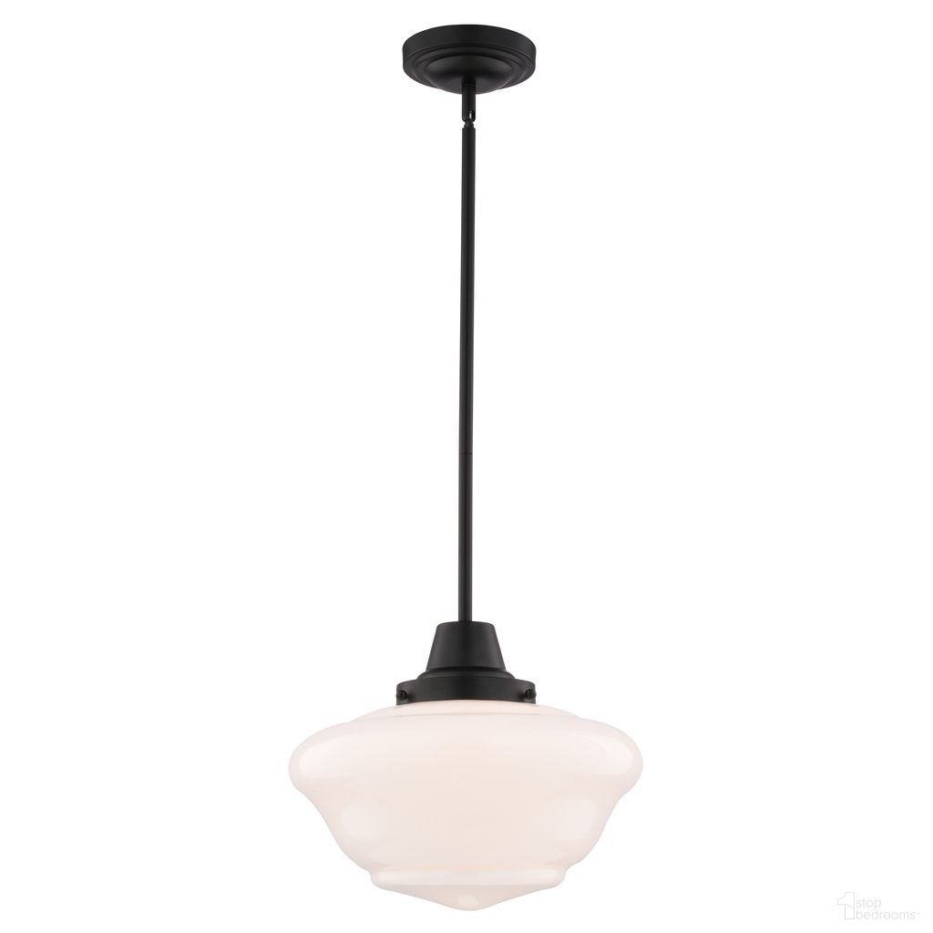 The appearance of Eastgate 12 Inch 1 Light Pendant In Matte Black designed by Vaxcel in the traditional interior design. This matte black piece of furniture was selected by 1StopBedrooms from Eastgate Collection to add a touch of cosiness and style into your home. Sku: P0453. Material: Steel.