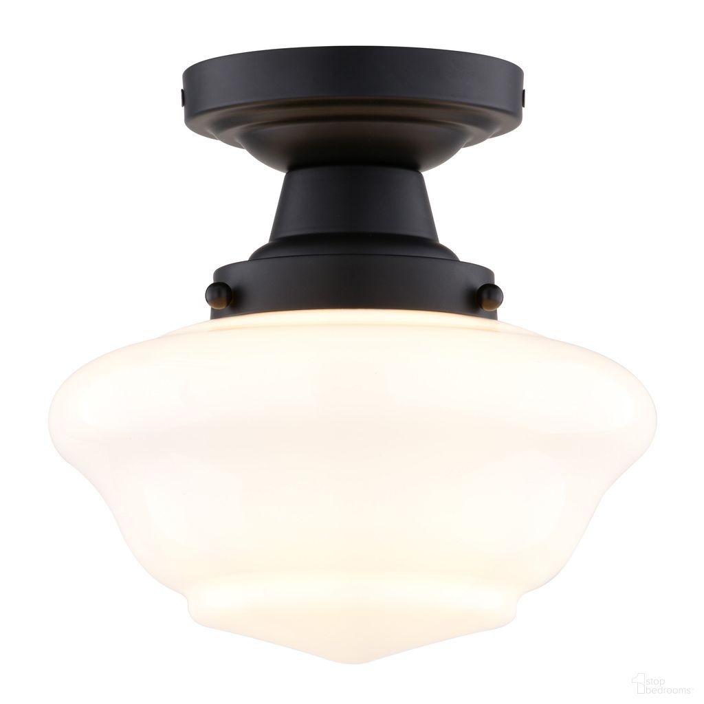 The appearance of Eastgate 8.75 Inch Semi-Flush Ceiling Light In Matte Black designed by Vaxcel in the traditional interior design. This matte black piece of furniture  was selected by 1StopBedrooms from Eastgate Collection to add a touch of cosiness and style into your home. Sku: C0312. Material: Metal.