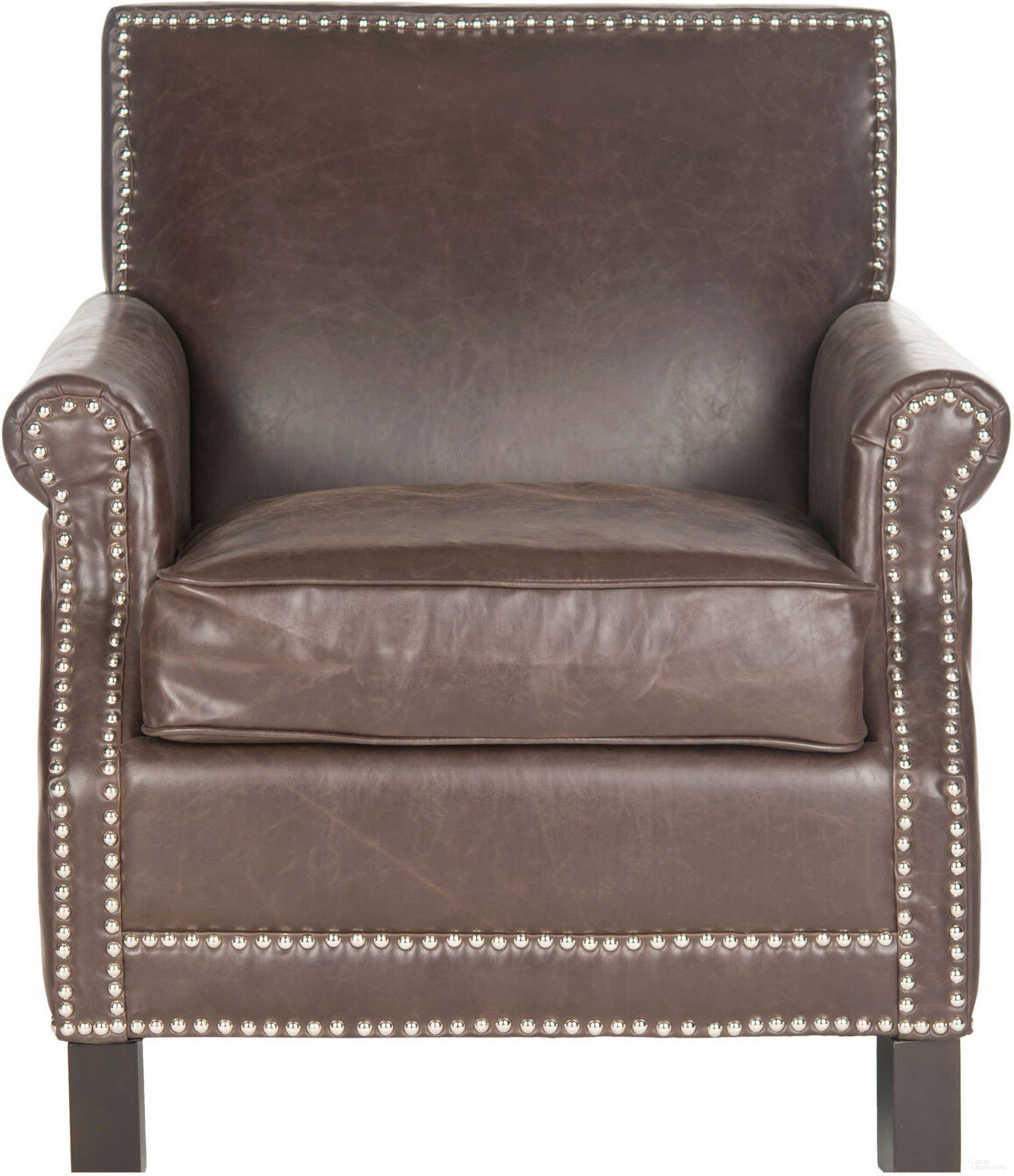 Easton Antique Brown and Espresso Club Chair with Silver Nailhead Detail