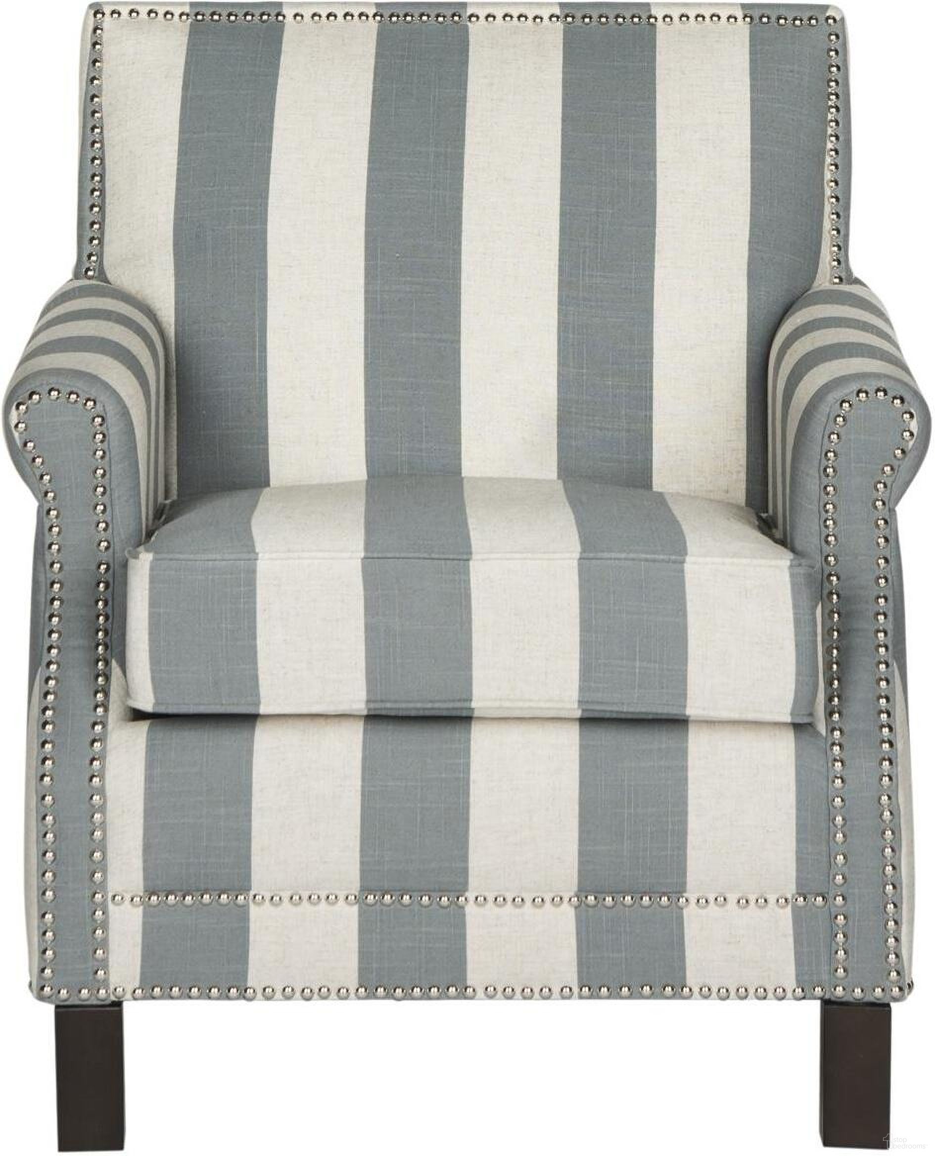 The appearance of Easton Grey, White and Espresso Club Chair with Awning Stripes and Nailhead Detail designed by Safavieh in the modern / contemporary interior design. This white and grey piece of furniture was selected by 1StopBedrooms from Easton Collection to add a touch of cosiness and style into your home. Sku: MCR4572J. Material: Stainless Steel.
