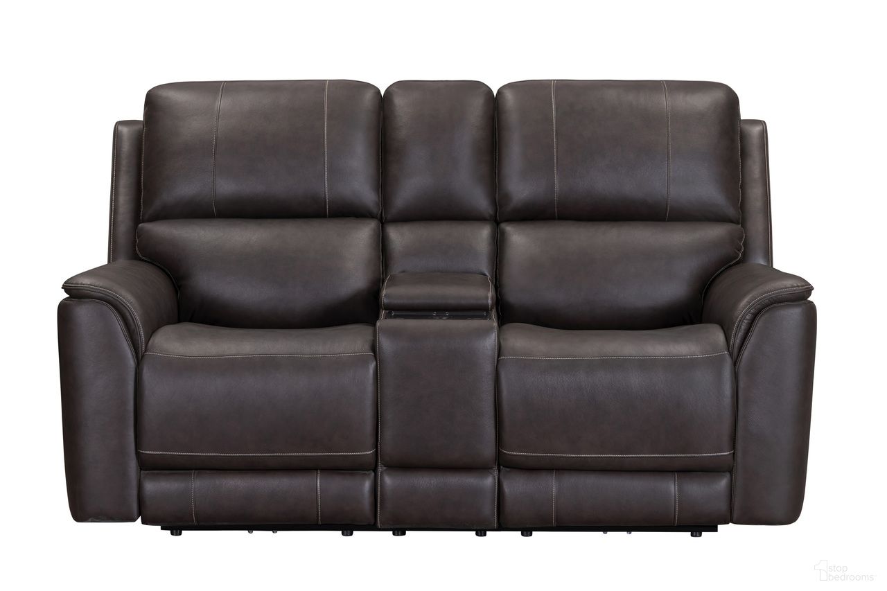The appearance of Easton Zero Gravity Power Reclining Tilt Console Loveseat with Headrest and Foodrest In Steamboat Brown designed by Parker House in the transitional interior design. This steamboat brown piece of furniture was selected by 1StopBedrooms from Easton Collection to add a touch of cosiness and style into your home. Sku: MEAS-822CP3ZT-STBR. Material: Top Grain Leather.