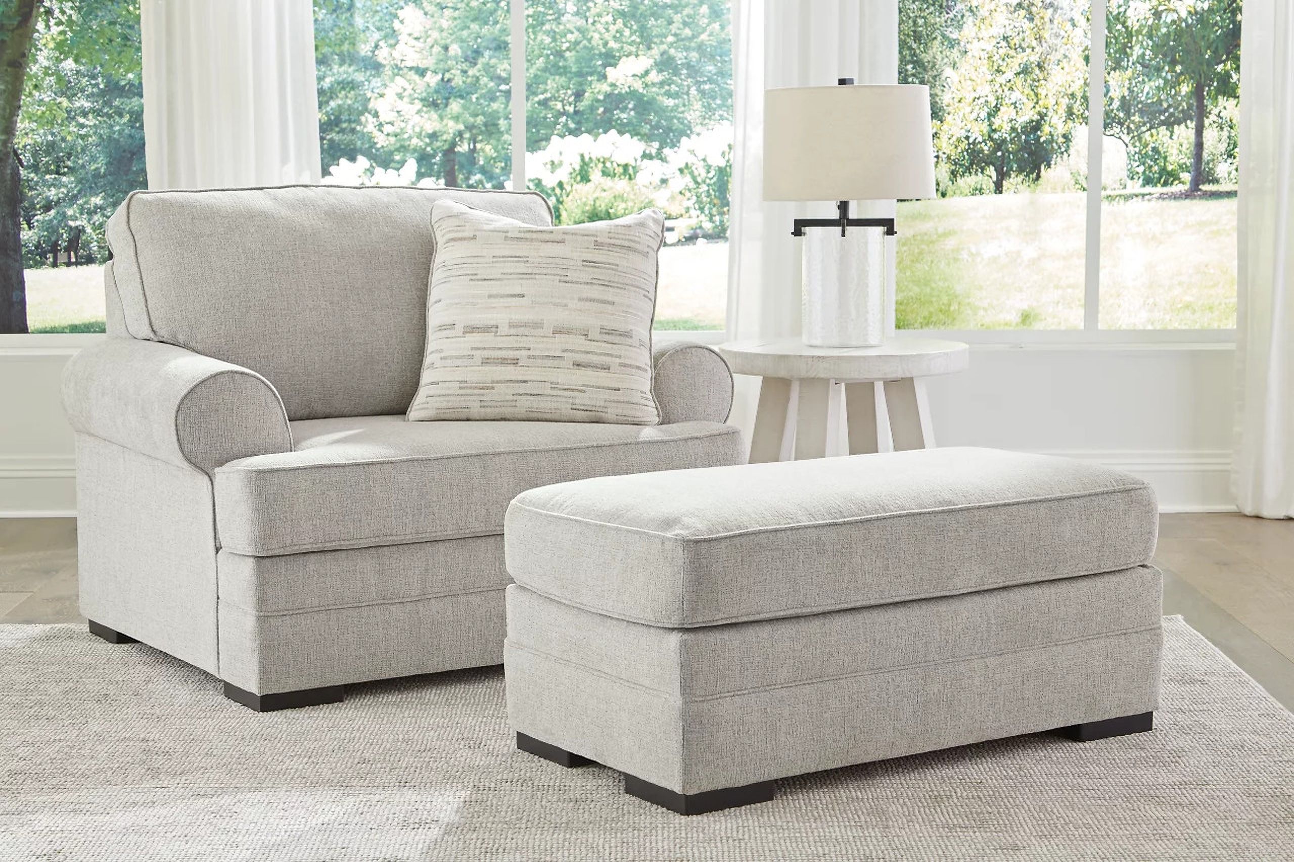 The appearance of Eastonbridge Oversized Chair and Ottoman In Shadow designed by Signature Design by Ashley in the traditional interior design. This shadow piece of furniture was selected by 1StopBedrooms from Eastonbridge Collection to add a touch of cosiness and style into your home. Sku: 5660314;5660323. Material: Fabric.