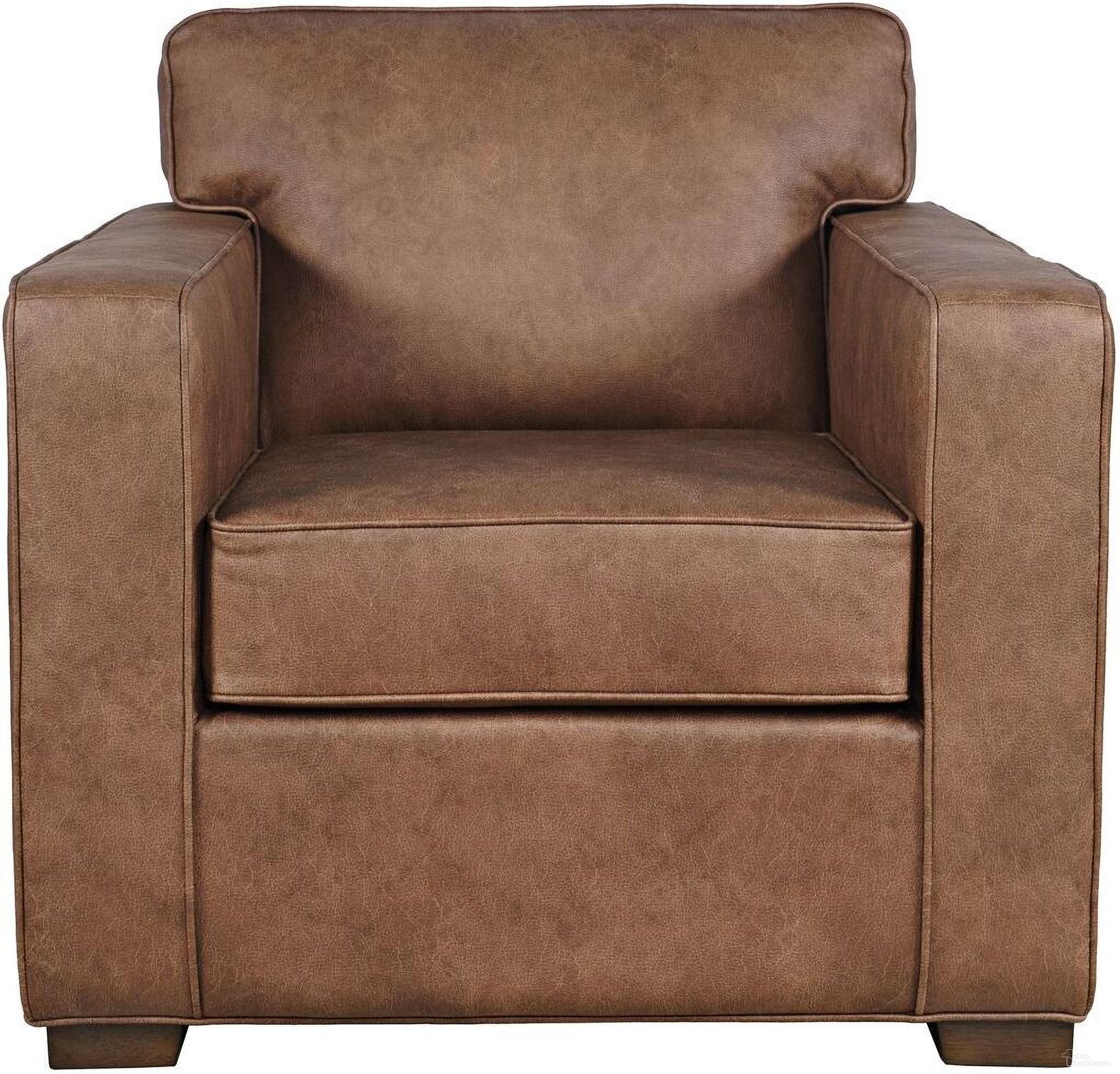The appearance of Eastwood Faux Leather Accent Lounge Chair In Brown designed by Jofran in the rustic / southwestern interior design. This brown piece of furniture was selected by 1StopBedrooms from Eastwood Collection to add a touch of cosiness and style into your home. Sku: EASTWOOD-CH-BR. Material: Upholstery.
