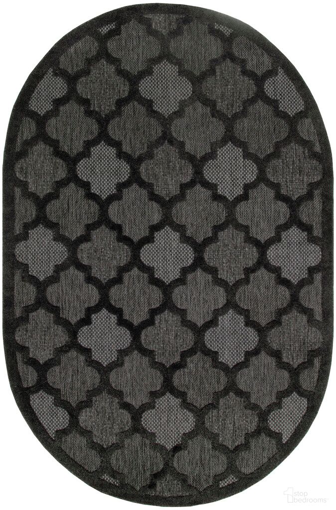 Easy Care 6' x 9' Oval Rug In Charcoal Black