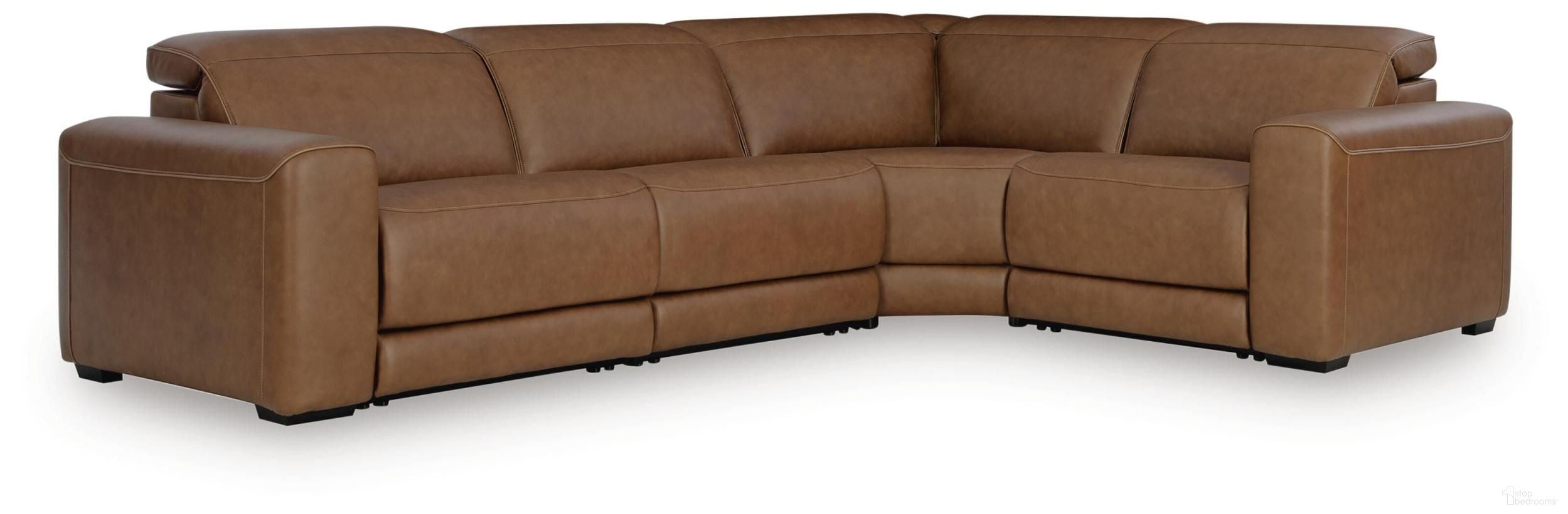 EasyMoney 4-Piece Power Reclining Sectional In Caramel