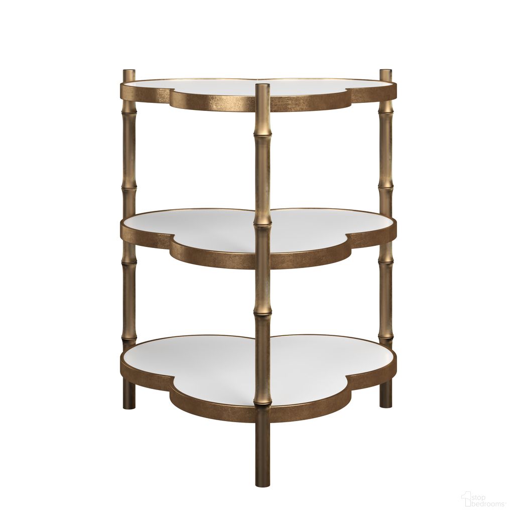 Eave Accent Table In Antique Brass and White