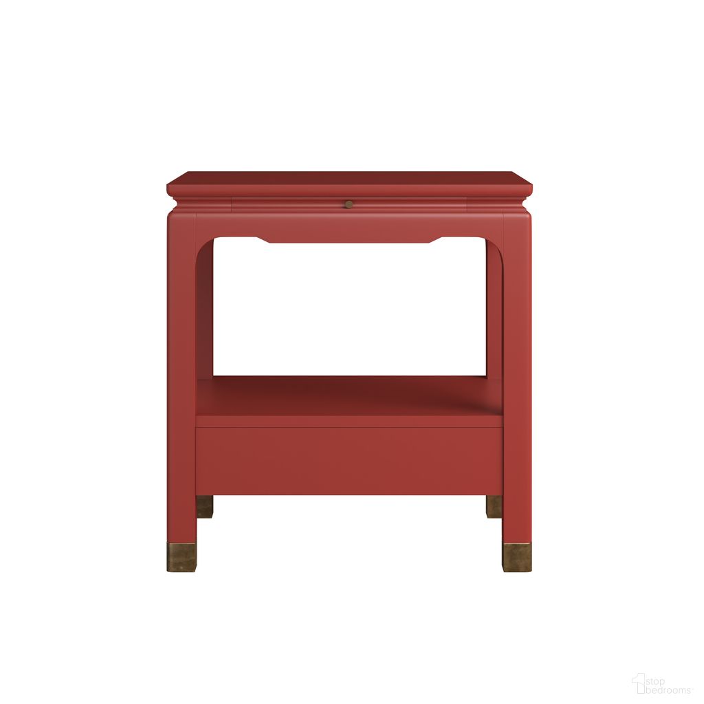 The appearance of Eave Bedside Table In Candy Apple Red designed by A.R.T. in the traditional interior design. This candy apple red piece of furniture  was selected by 1StopBedrooms from Eave Collection to add a touch of cosiness and style into your home. Sku: 336140-1819. Material: Wood.