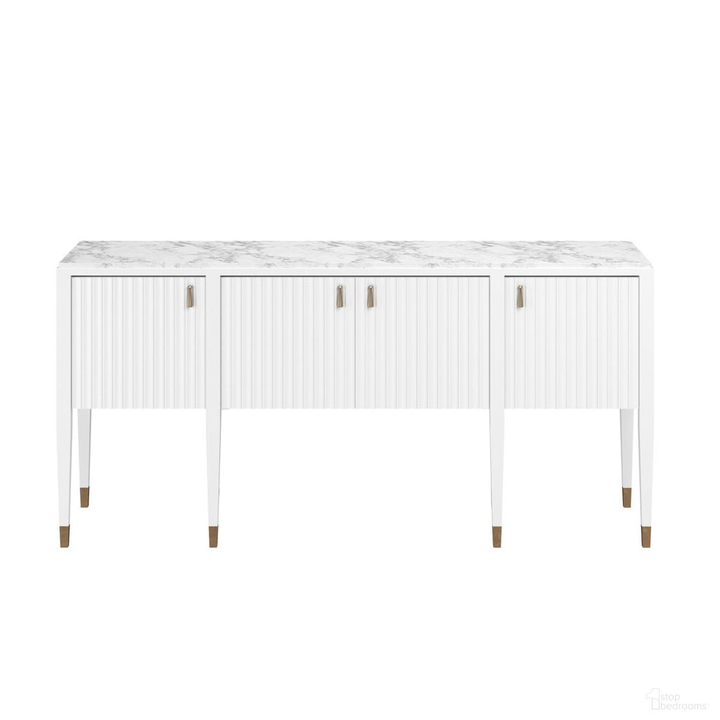 The appearance of Eave Stone Top Sideboard In White designed by A.R.T. in the traditional interior design. This white piece of furniture was selected by 1StopBedrooms from Eave Collection to add a touch of cosiness and style into your home. Sku: 436251-1866. Material: Parawood.