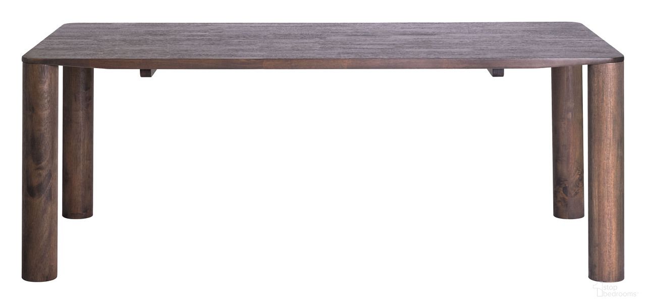 The appearance of Eazy Dining Table In Espresso designed by Zuo Modern in the modern / contemporary interior design. This espresso piece of furniture  was selected by 1StopBedrooms from Eazy Collection to add a touch of cosiness and style into your home. Sku: 110393. Table Base Style: Legs. Table Top Shape: Rectangular. Material: Rubberwood. Size: 39" x 79".