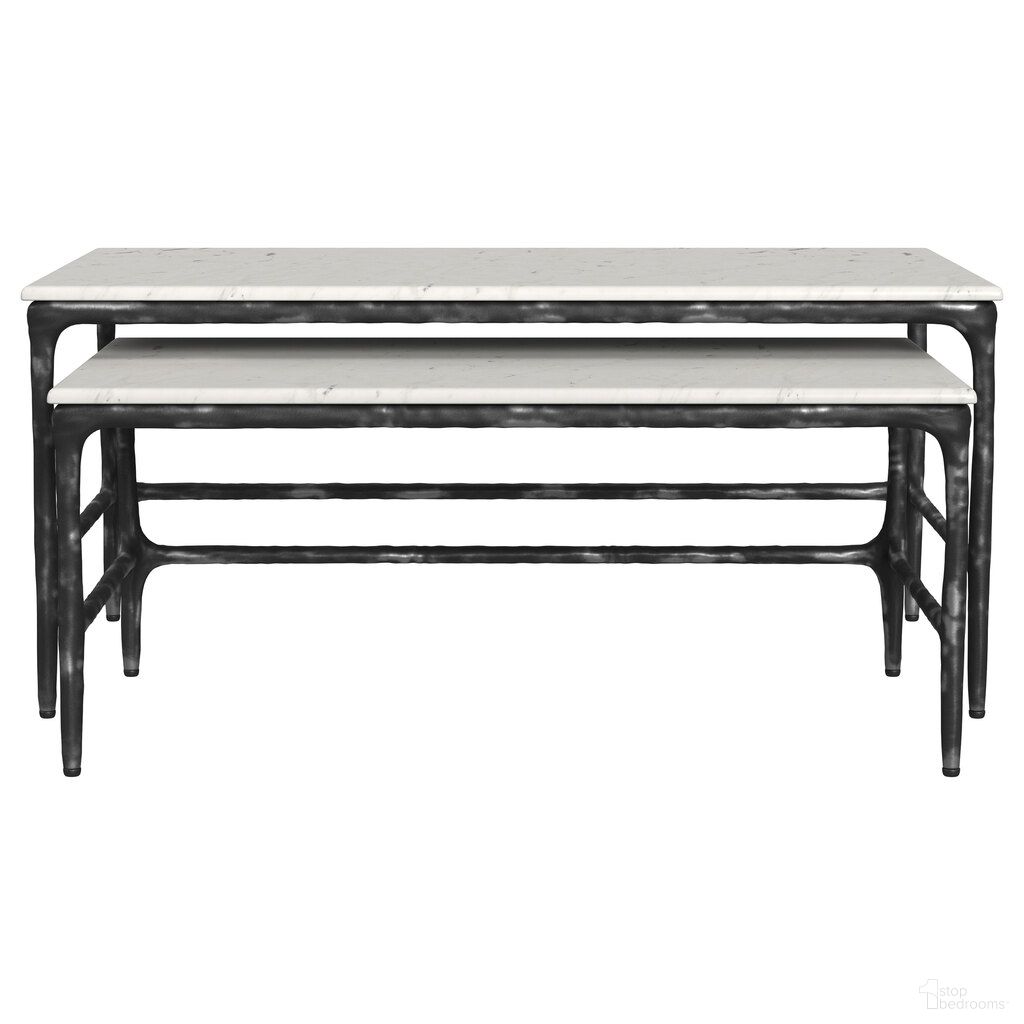 The appearance of Ebby 2-Piece Genuine Marble Top Nesting Coffee Tables In White and Antique Black designed by Coaster in the modern / contemporary interior design. This white and antique black piece of furniture  was selected by 1StopBedrooms from Ebby Collection to add a touch of cosiness and style into your home. Sku: 710740. Material: MDF.