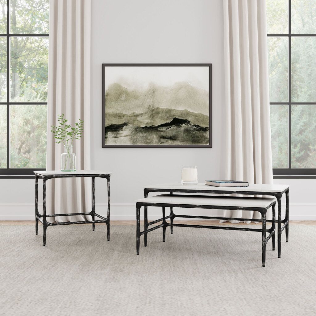 The appearance of Ebby Genuine Marble Top Occasional Table Set In White and Antique Black designed by Coaster in the modern / contemporary interior design. This white and antique black piece of furniture  was selected by 1StopBedrooms from Ebby Collection to add a touch of cosiness and style into your home. Sku: 710740;710747. Material: Iron.