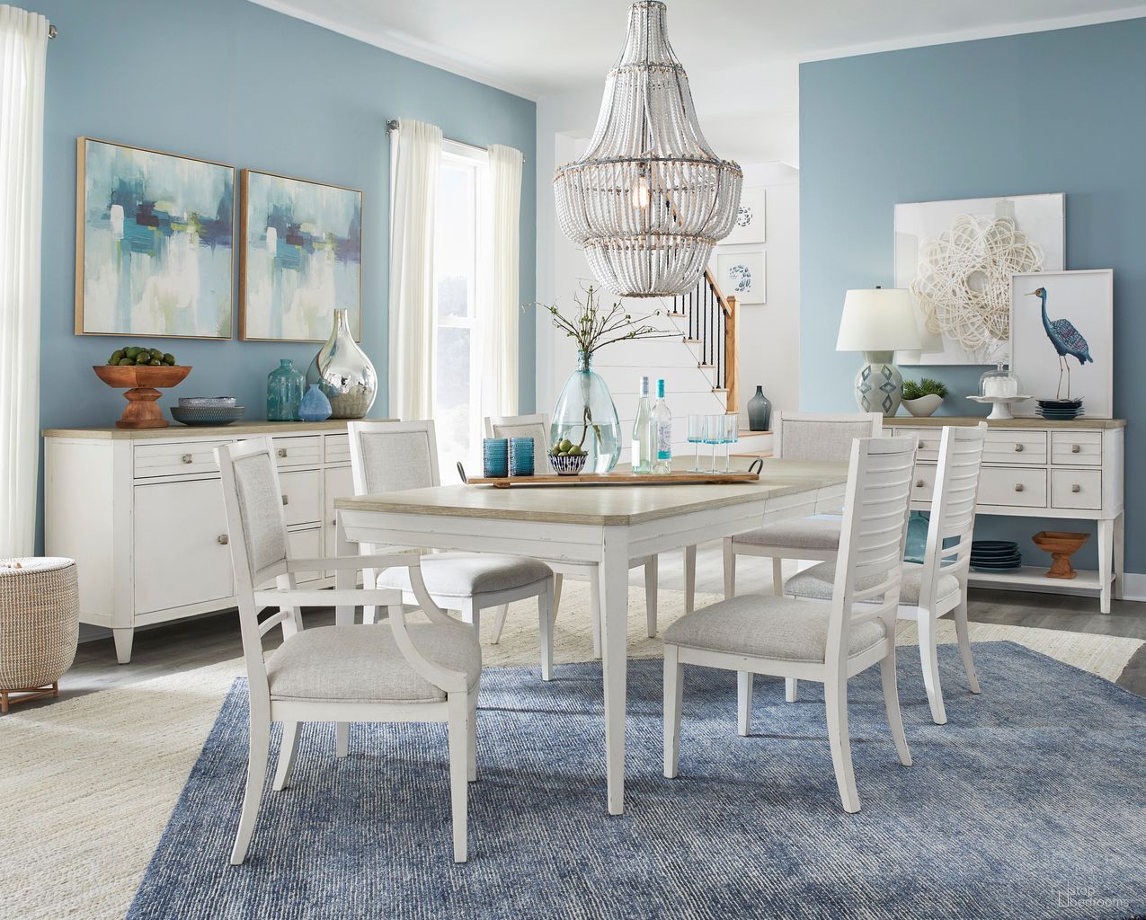 Echo Isles Extendable Rectangular Dining Room Set In Sea Pearl and Driftwood