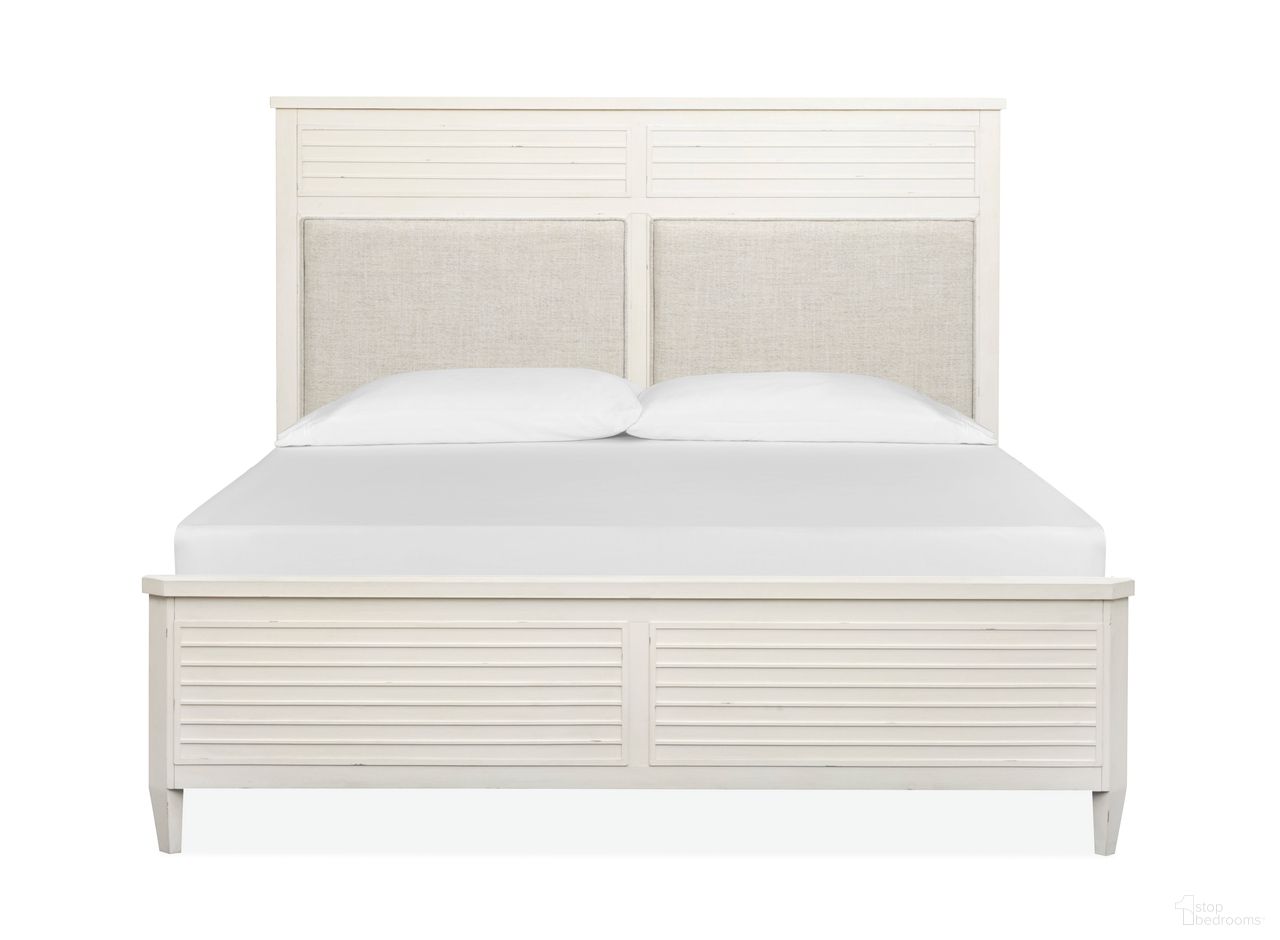 Echo Isles King Upholstered Panel Bed In Sea Pearl and Driftwood