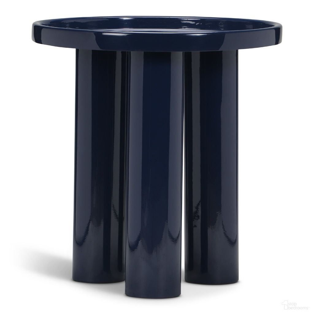 The appearance of Eclat Sofia Enamel End Table In Navy designed by Urbia in the modern / contemporary interior design. This navy piece of furniture  was selected by 1StopBedrooms from Eclat Collection to add a touch of cosiness and style into your home. Sku: ISN-F076A-NVY. Material: Iron.