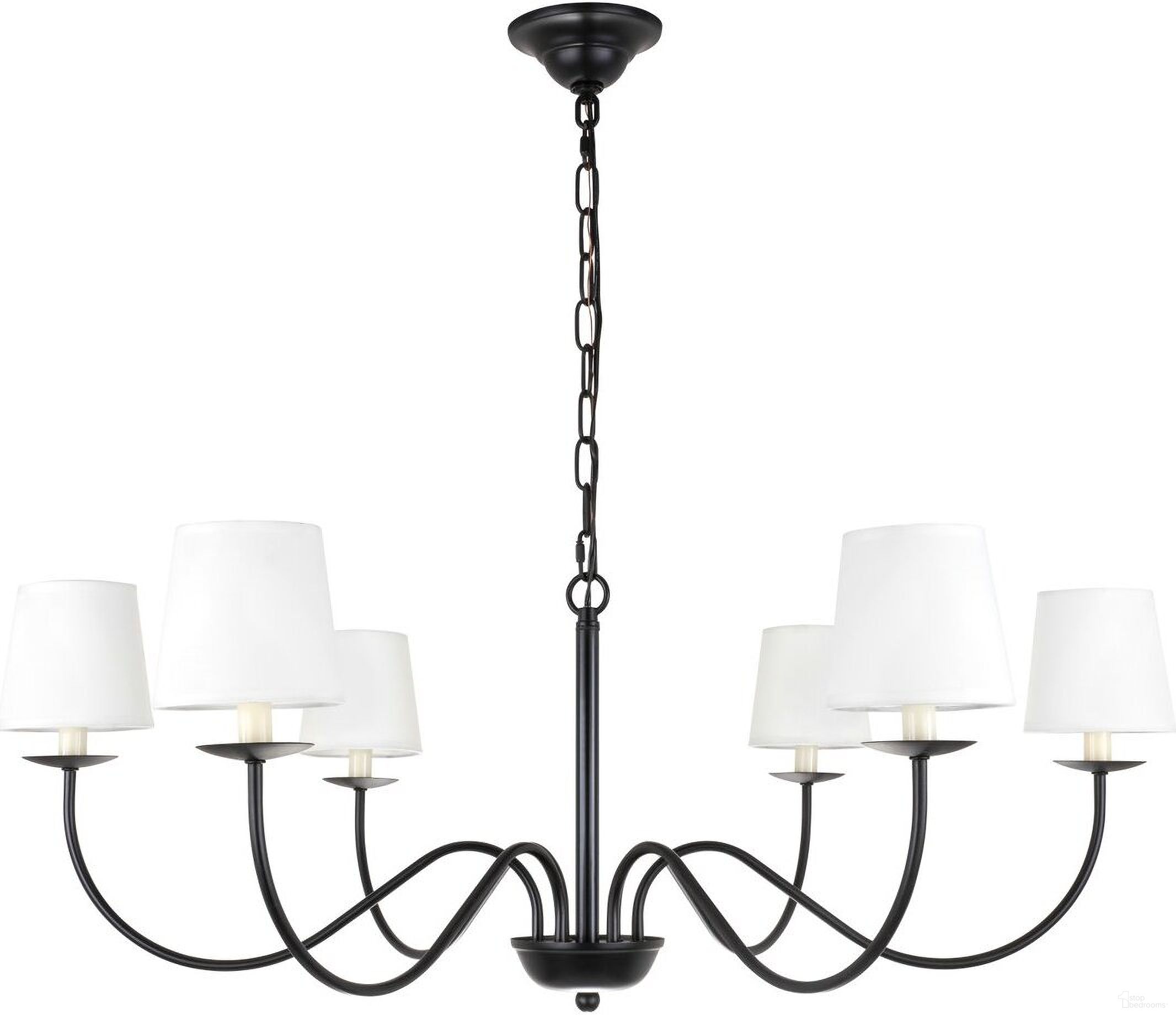 Eclipse 6 Light Black And White Shade Chandelier