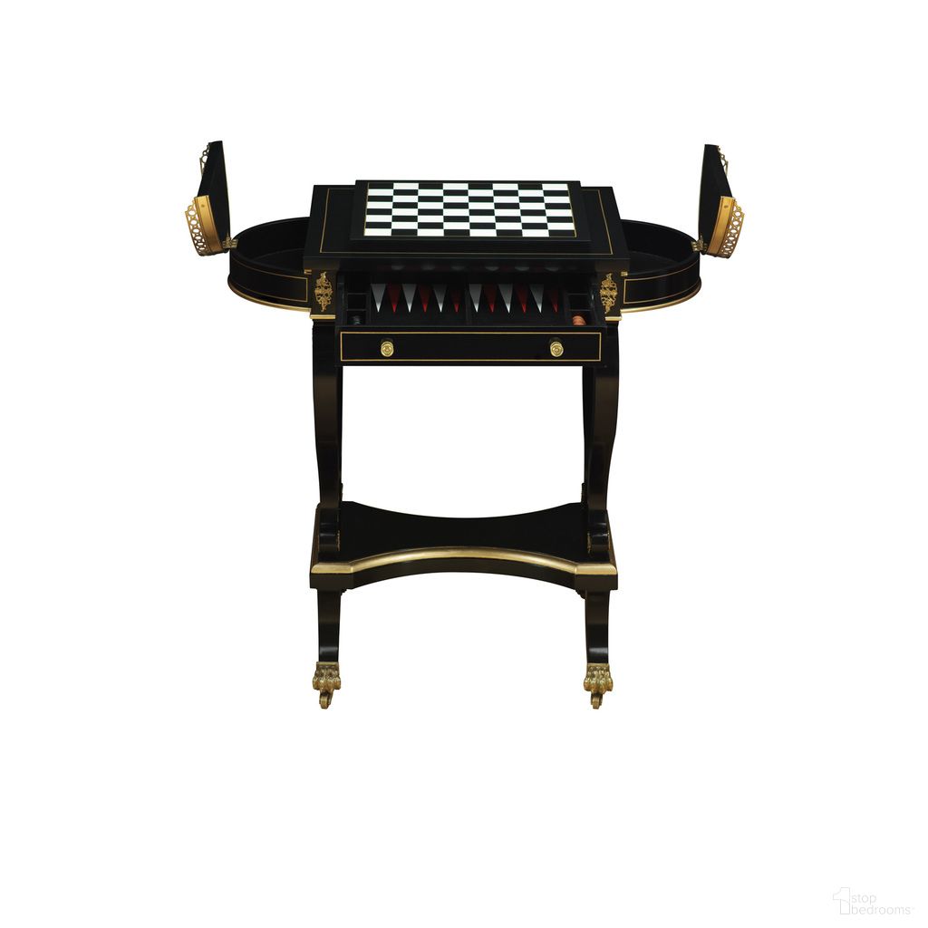 The appearance of Eclipse Game Table In Ebony/Gold/Brass designed by Maitland-Smith in the modern / contemporary interior design. This ebony/gold/brass piece of furniture was selected by 1StopBedrooms from Maitland Smith Collection to add a touch of cosiness and style into your home. Sku: 89-0901. Material: Wood.