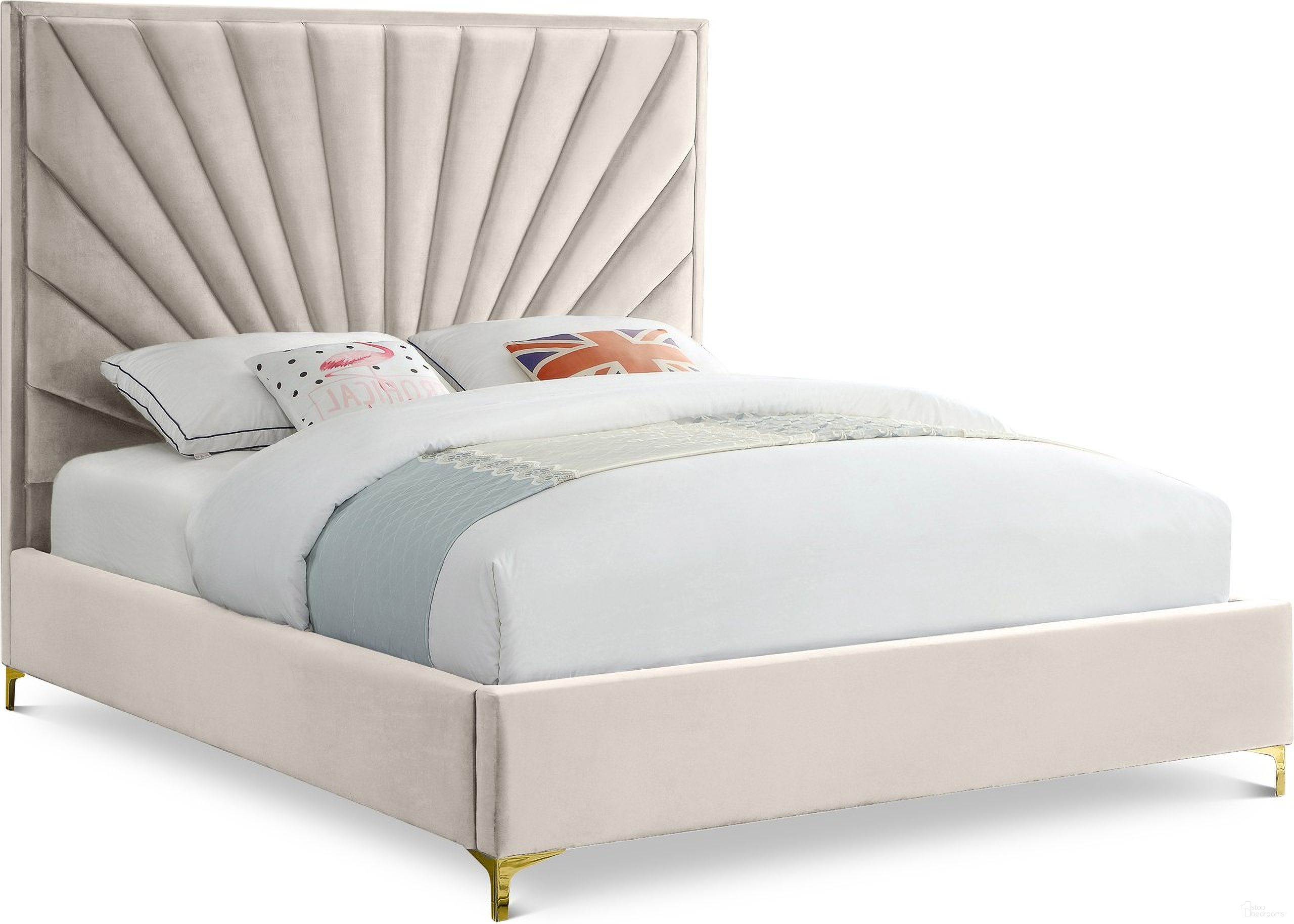 Eclipse Velvet Full Bed In Cream