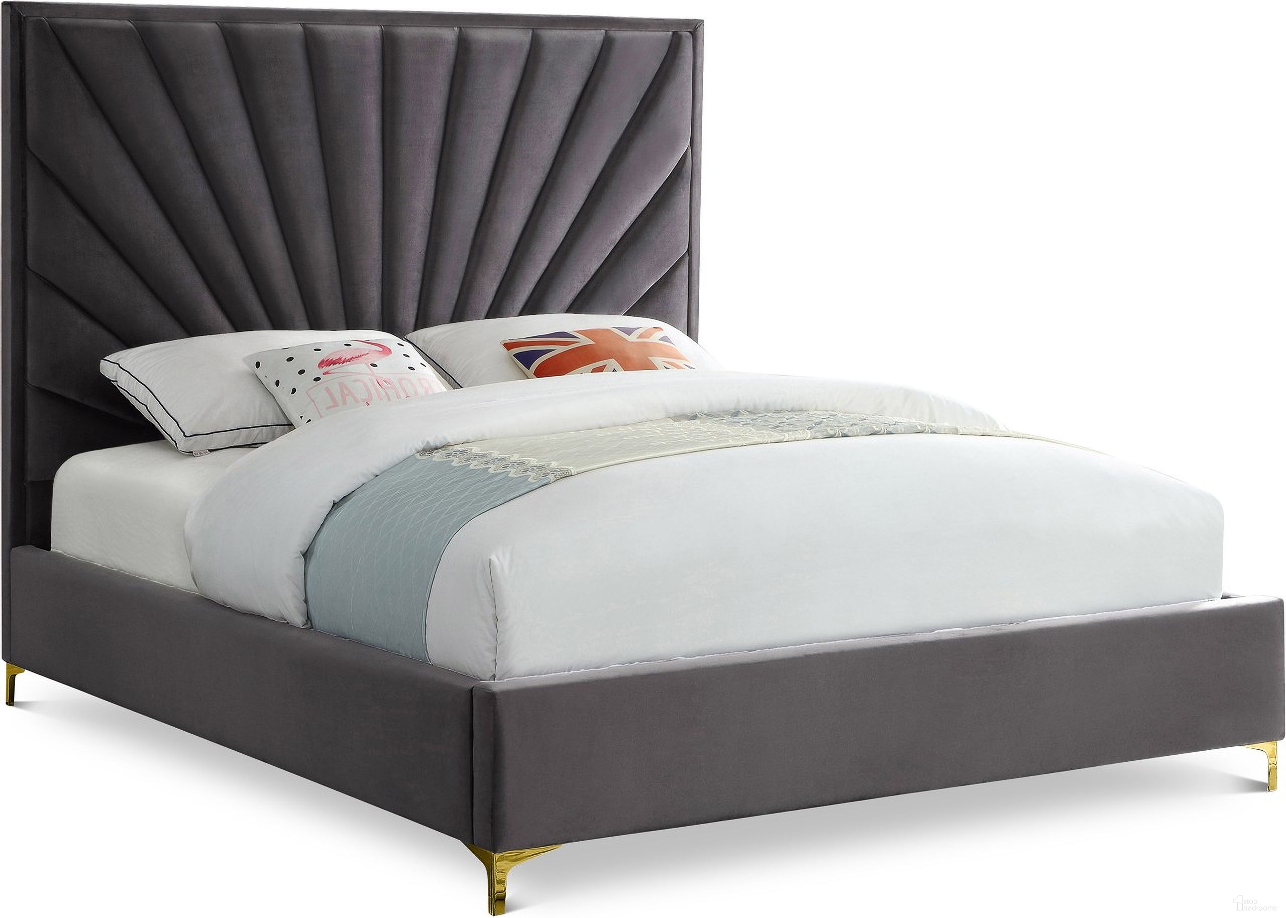 Eclipse Velvet Full Bed In Grey