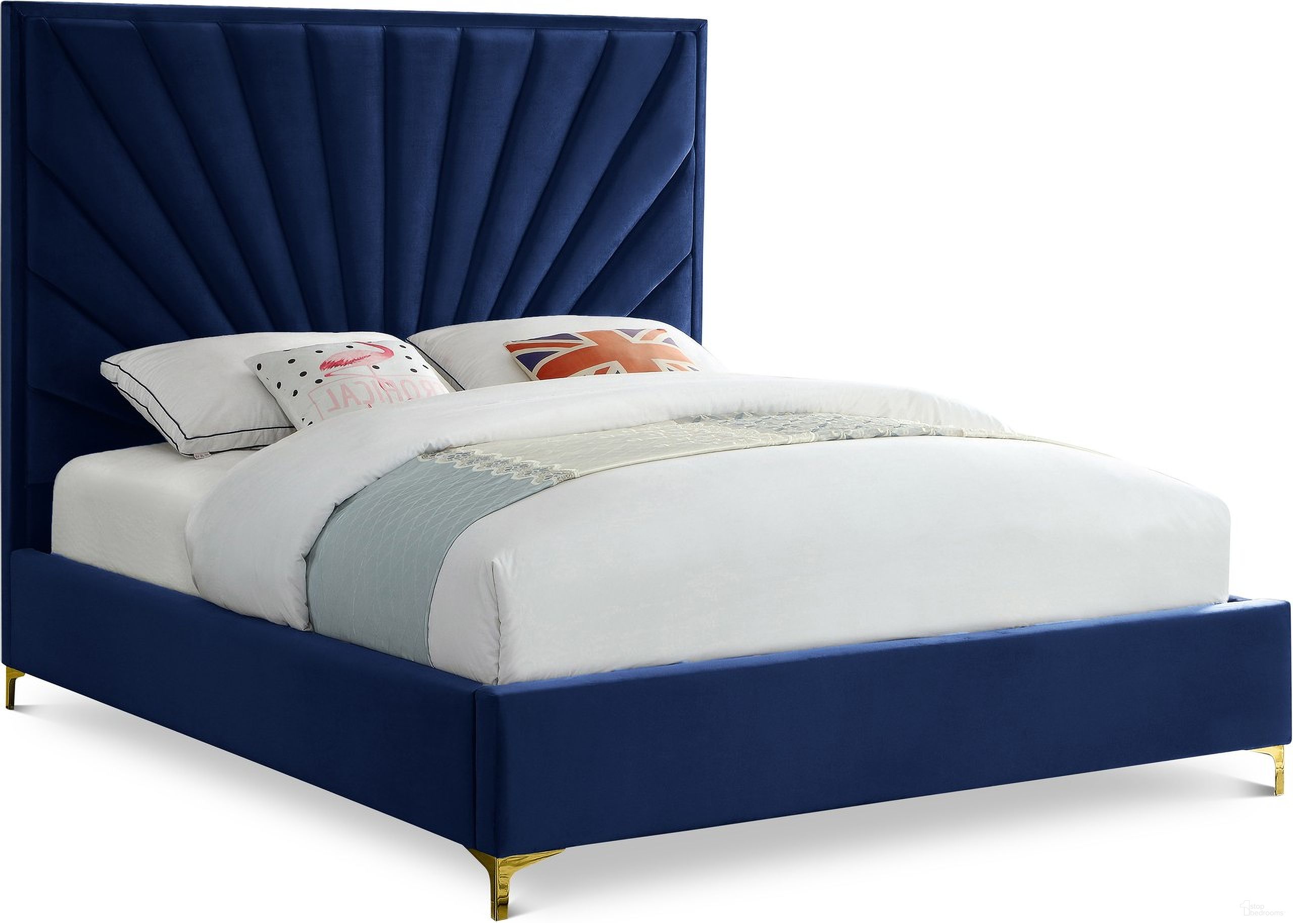 Eclipse Velvet King Bed In Navy