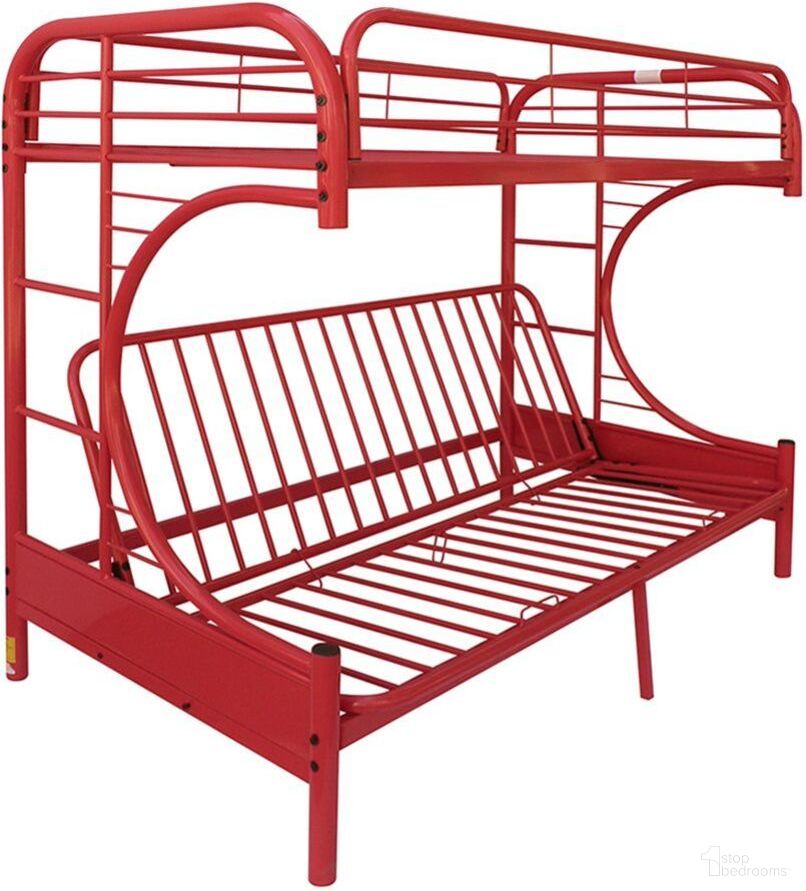 The appearance of Eclipse White and Red Twin Over Full Futon Bunk Bed designed by ACME in the transitional interior design. This red piece of furniture was selected by 1StopBedrooms from Eclipse Collection to add a touch of cosiness and style into your home. Sku: 02091W-RD. Bed Type: Bunk Bed. Material: Metal. Bed Size: Twin Over Full.