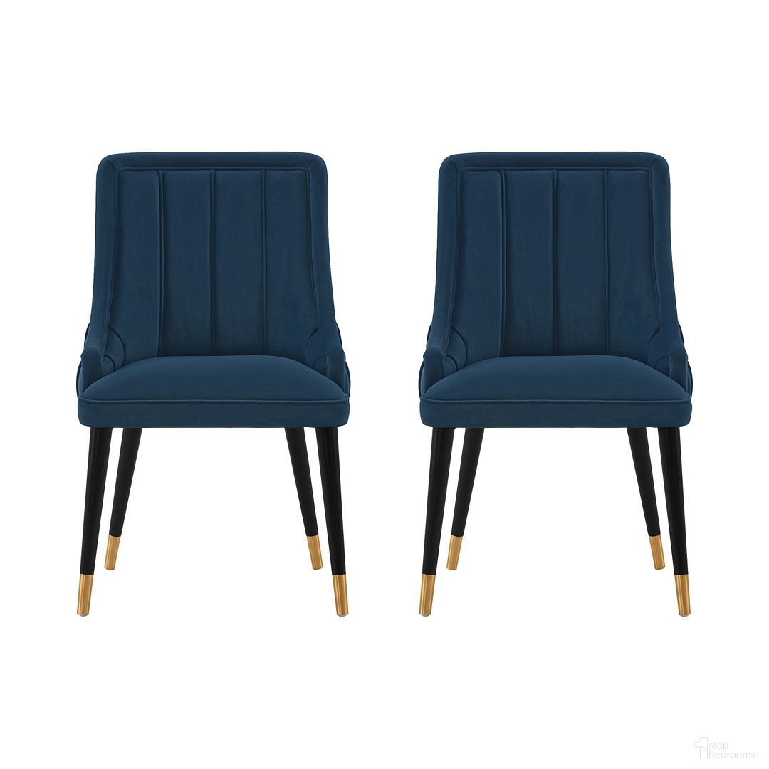 The appearance of Eda Dining Chair Set of 2 In Midnight Blue designed by Manhattan Comfort in the modern / contemporary interior design. This midnight blue piece of furniture  was selected by 1StopBedrooms from Eda Collection to add a touch of cosiness and style into your home. Sku: DC073-BL;DC073-BL. Material: Wood. Chair Type: Side Chair.