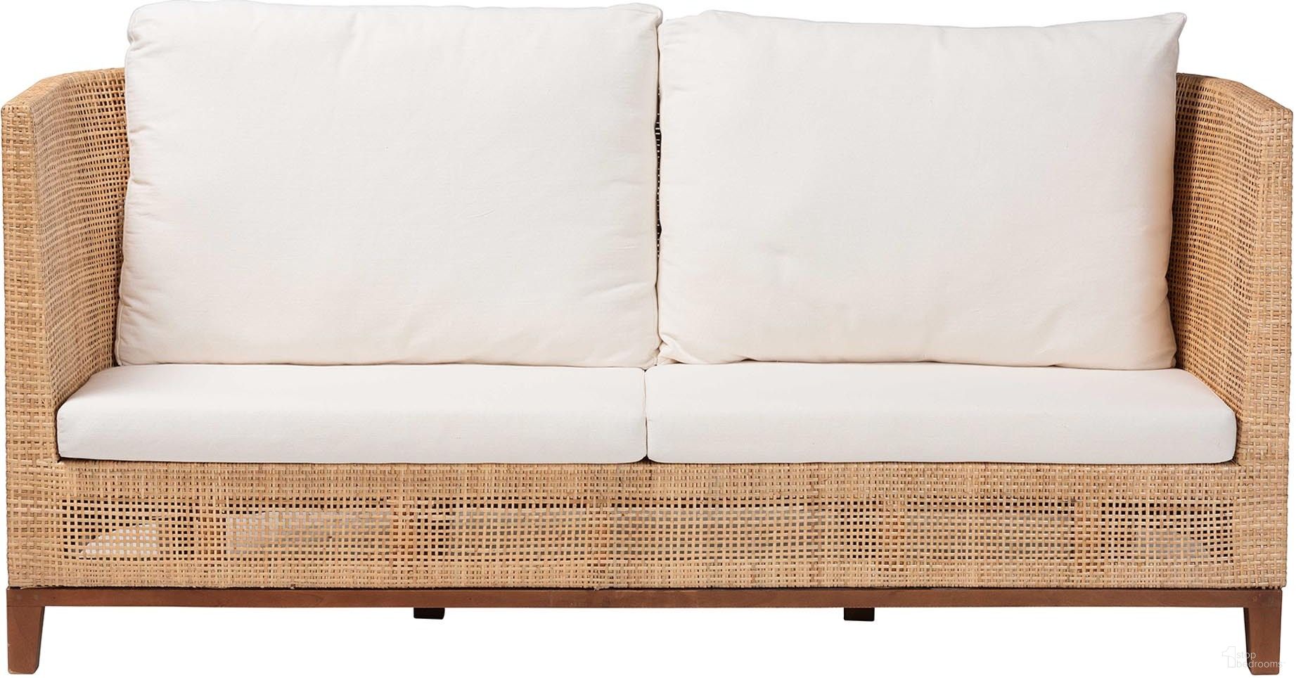 The appearance of Edda Natural Rattan 3-Seater Sofa with Upholstered Cushions In Natural designed by Baxton Studio in the bohemian interior design. This natural piece of furniture  was selected by 1StopBedrooms from Edda Collection to add a touch of cosiness and style into your home. Sku: Edda-Natural-Rattan/Wooden-Cushion-Sofa. Material: Natural Rattan.