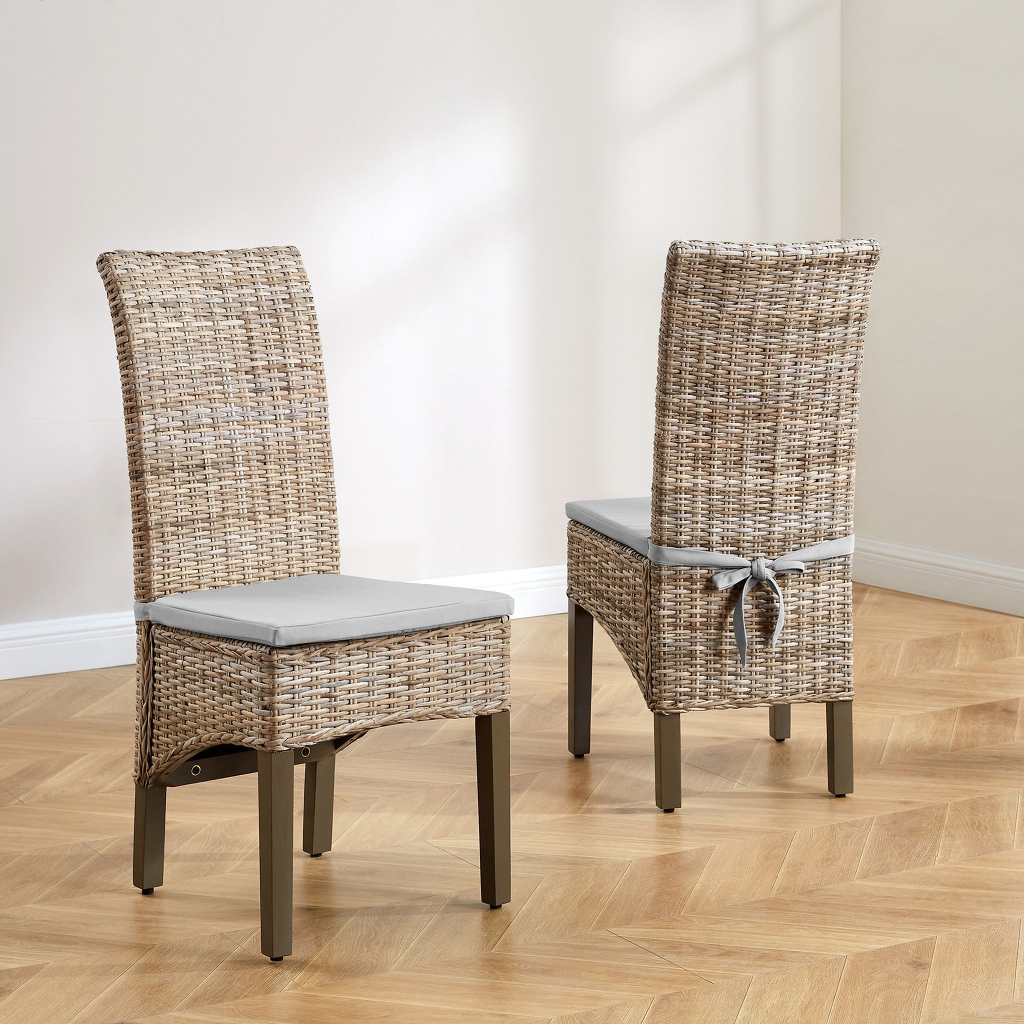 Edelyn Dining Chair In Kubu Rattan and Gray Set of 2 by Crosley