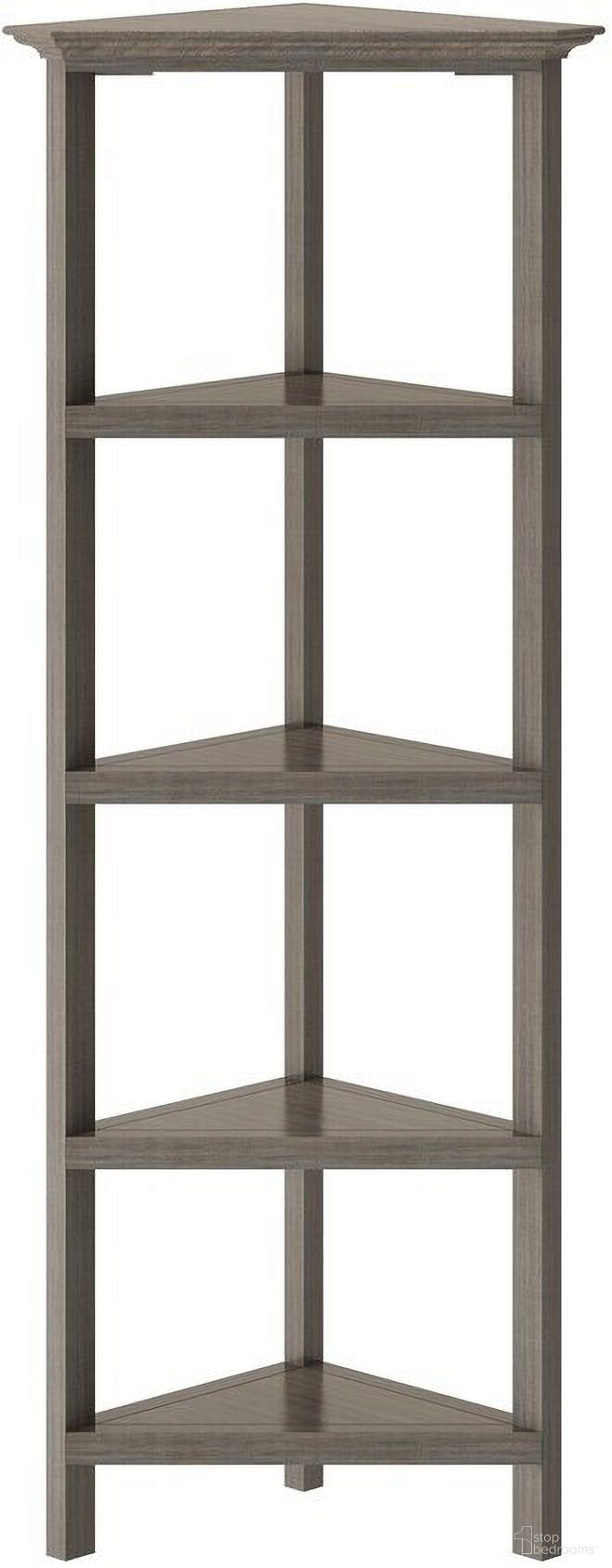The appearance of Edenton 4-Shelf Tall Wood Corner Bookcase with Open Bookshelves In Washed Gray designed by New Ridge Home Goods in the country / farmhouse interior design. This washed gray piece of furniture was selected by 1StopBedrooms from Edenton Collection to add a touch of cosiness and style into your home. Sku: 5020-166. Material: Pine.