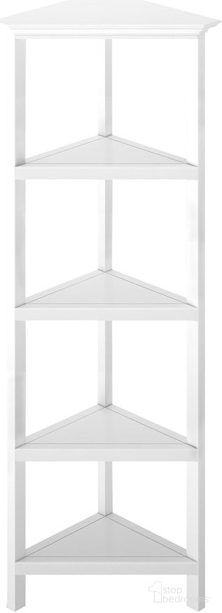 The appearance of Edenton 4-Shelf Tall Wood Corner Bookcase with Open Bookshelves In White designed by New Ridge Home Goods in the country / farmhouse interior design. This white piece of furniture was selected by 1StopBedrooms from Edenton Collection to add a touch of cosiness and style into your home. Sku: 5020-002. Material: Pine.