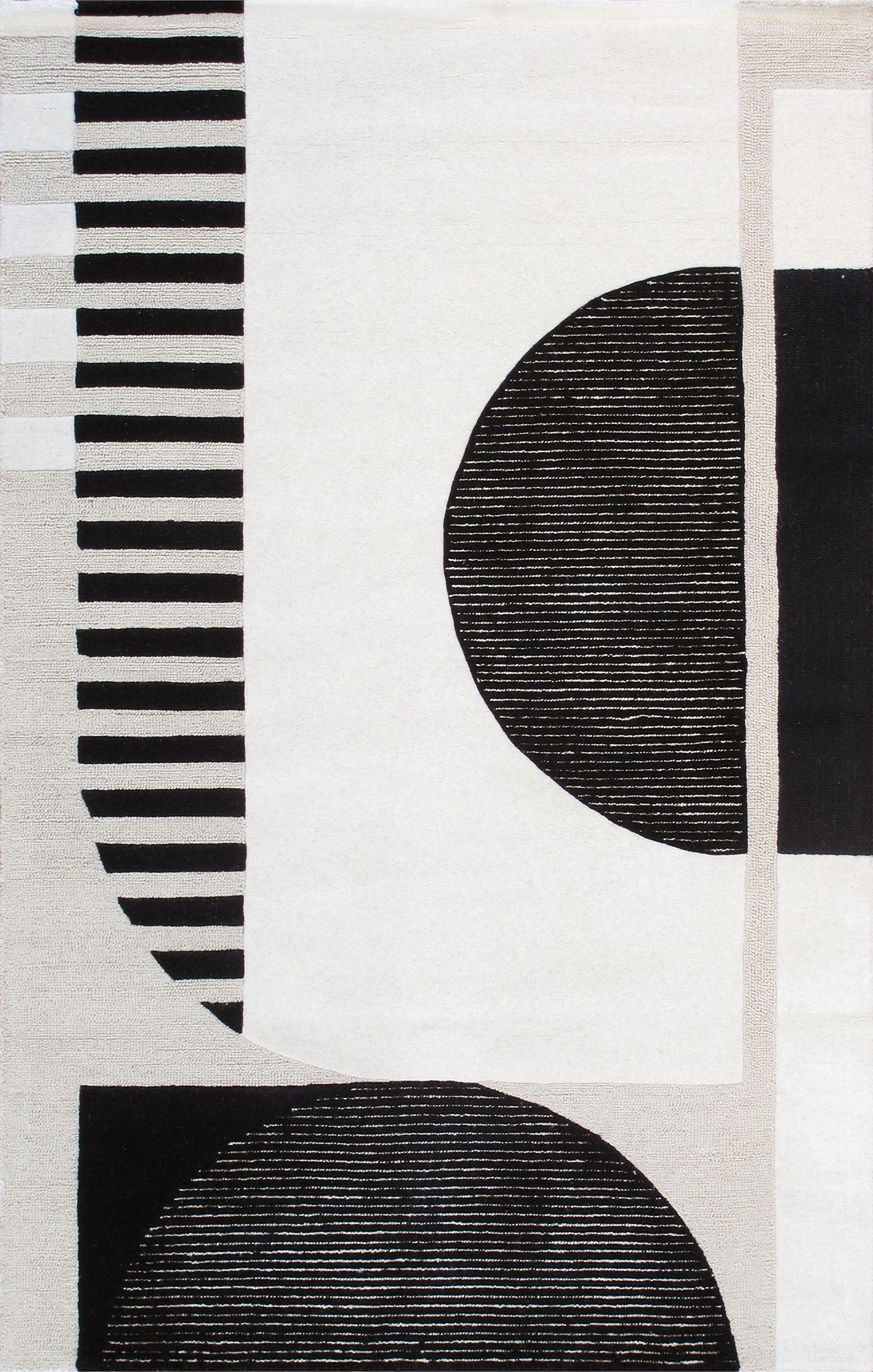 Edgy Collection Hand-Tufted Area Rug- 9' 9" x 13' 9" In White and Black