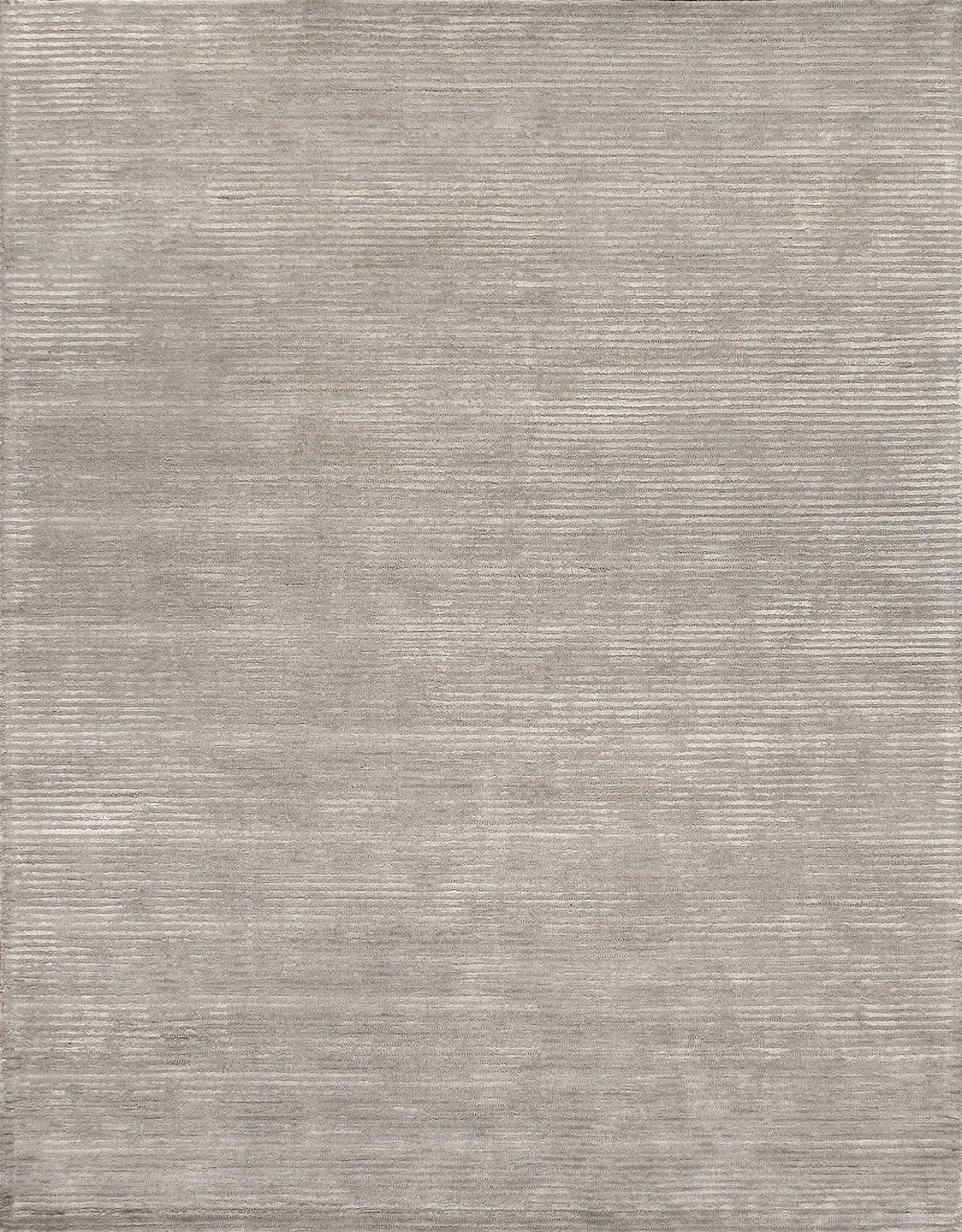 Edgy Collection Hand-Tufted Bamboo Silk and Wool Area Rug, 12' x 15' In Silver and Grey