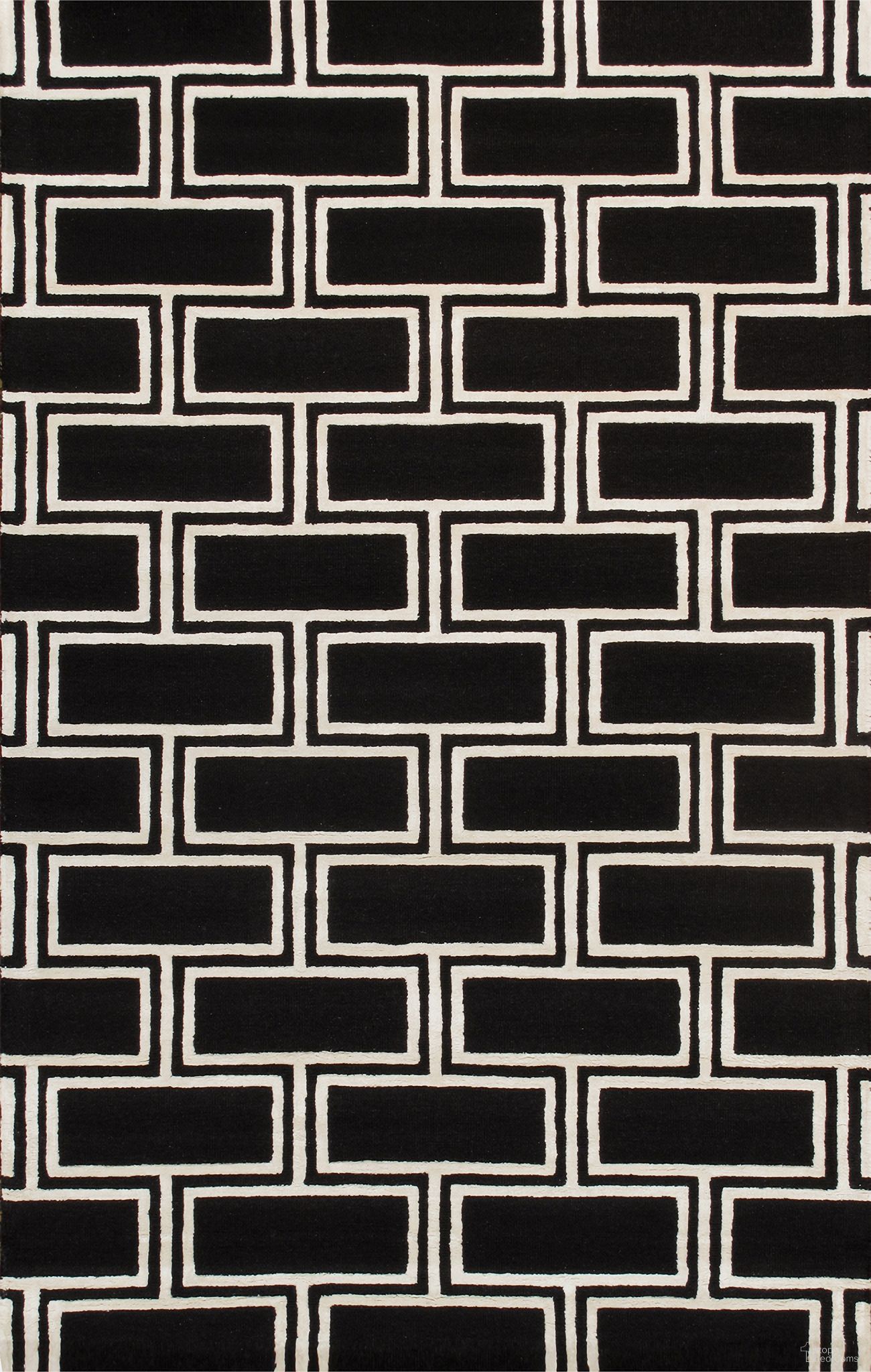 Edgy Collection Hand-Tufted Bamboo Silk and Wool Area Rug, 9' 9" x 13' 9" In Black and Ivory