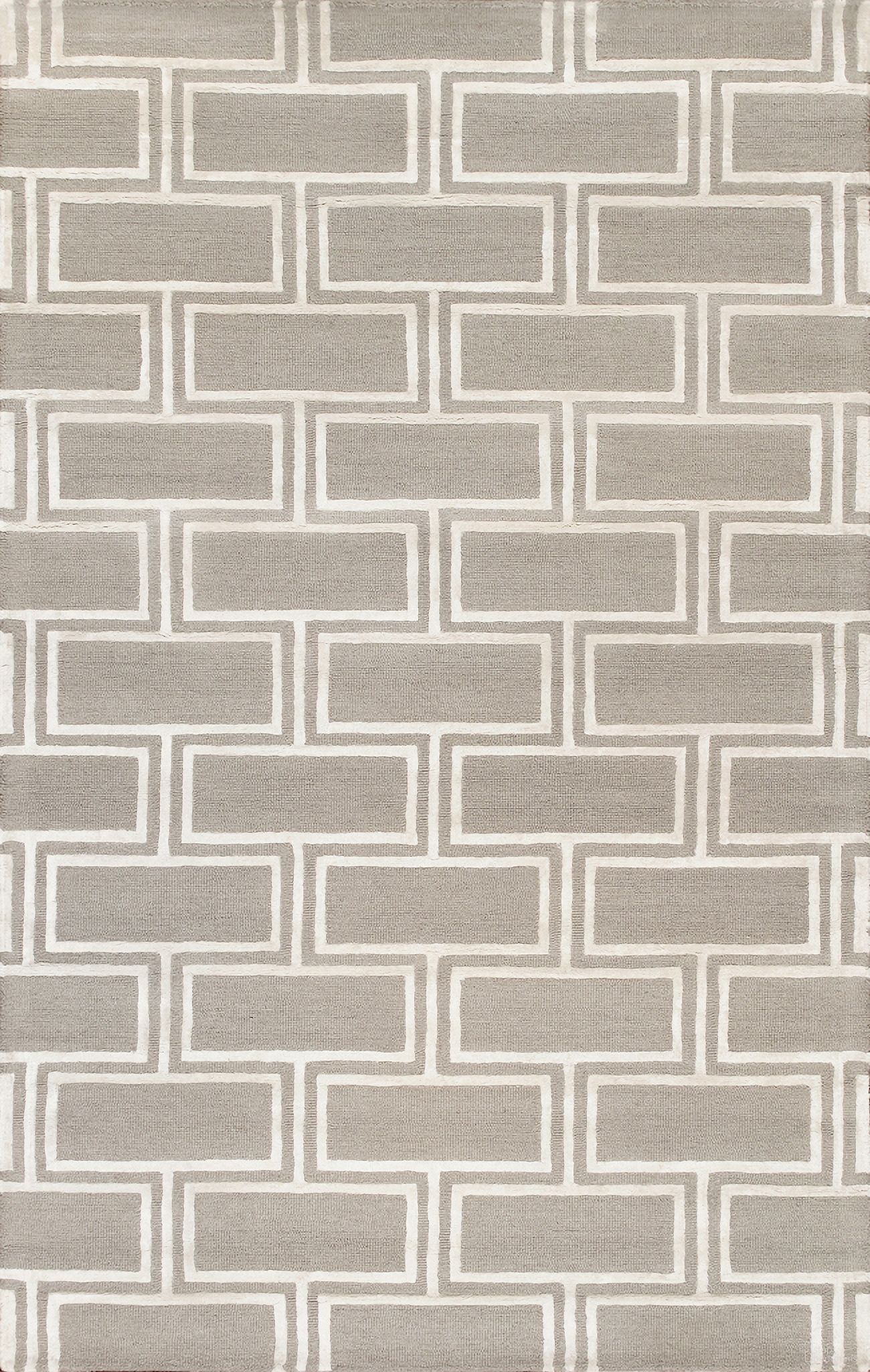 Edgy Collection Hand-Tufted Bamboo Silk and Wool Area Rug, 9' 9" x 13' 9" In Ivory and Silver