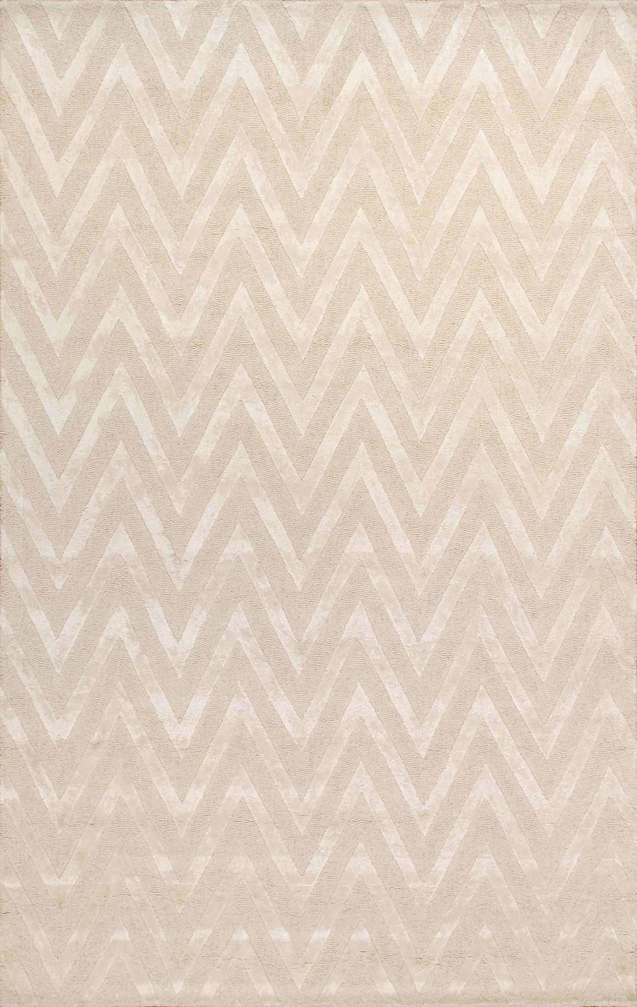 Edgy Collection Hand-Tufted Bamboo Silk and Wool Area Rug, 9' 9" x 13' 9" In Ivory